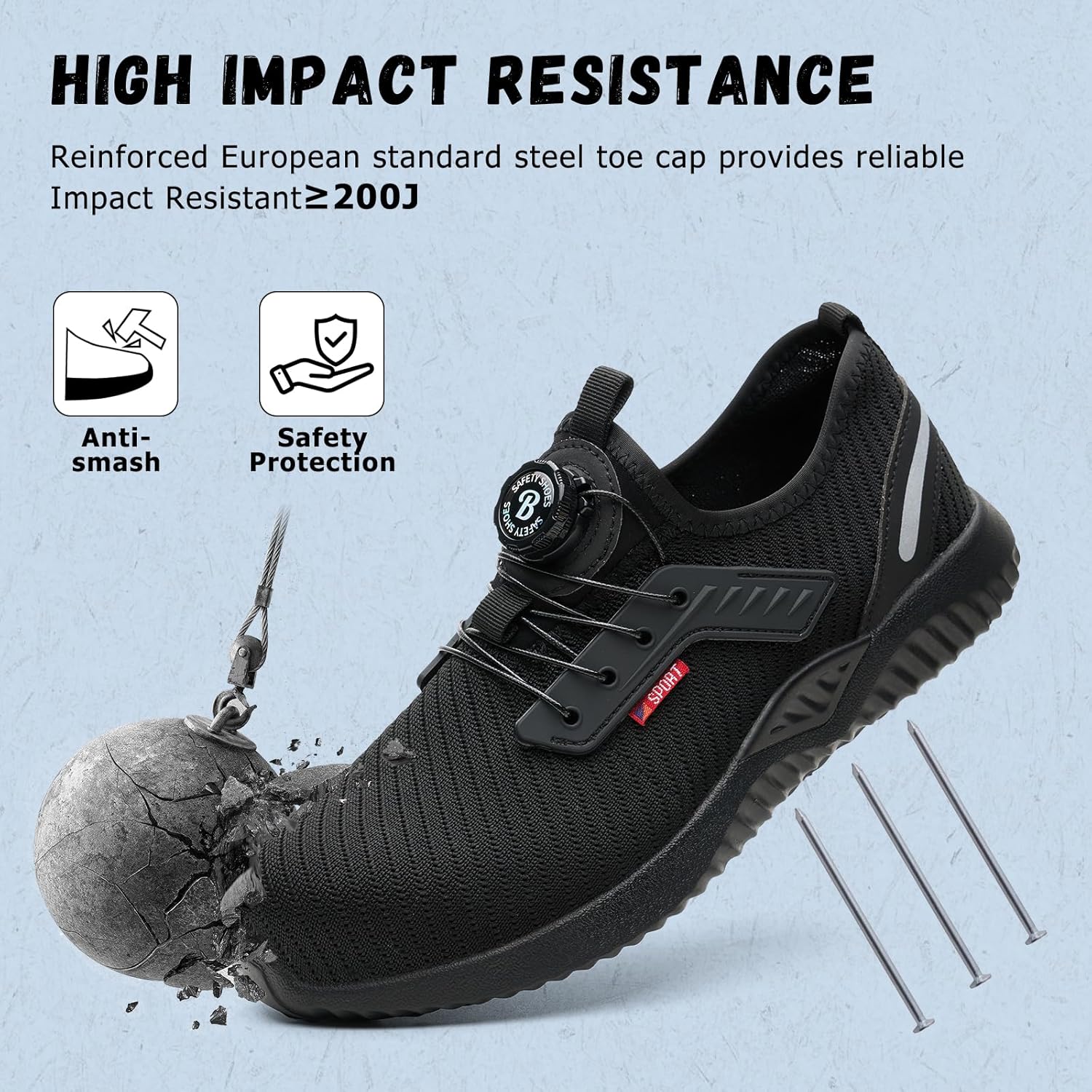 Thumbnail 1 de Burlbuny Lightweight Steel-Toe Work Shoes for Men and Women
