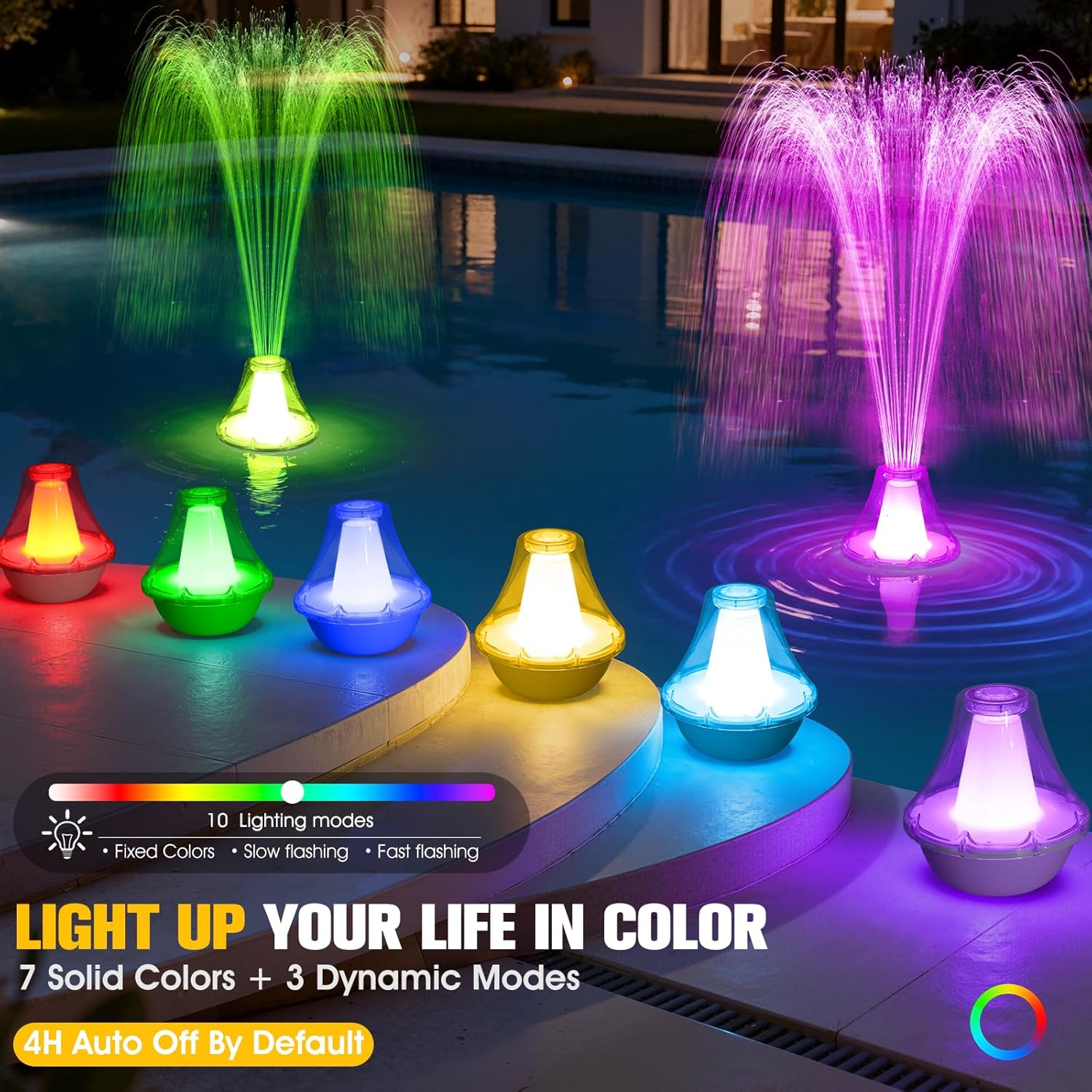 Detalle de KingSom 2026 Springbrunnen Pool – schwimmende Fontäne mit LED-Licht, Fernbedienung und USB-C Schnellladung