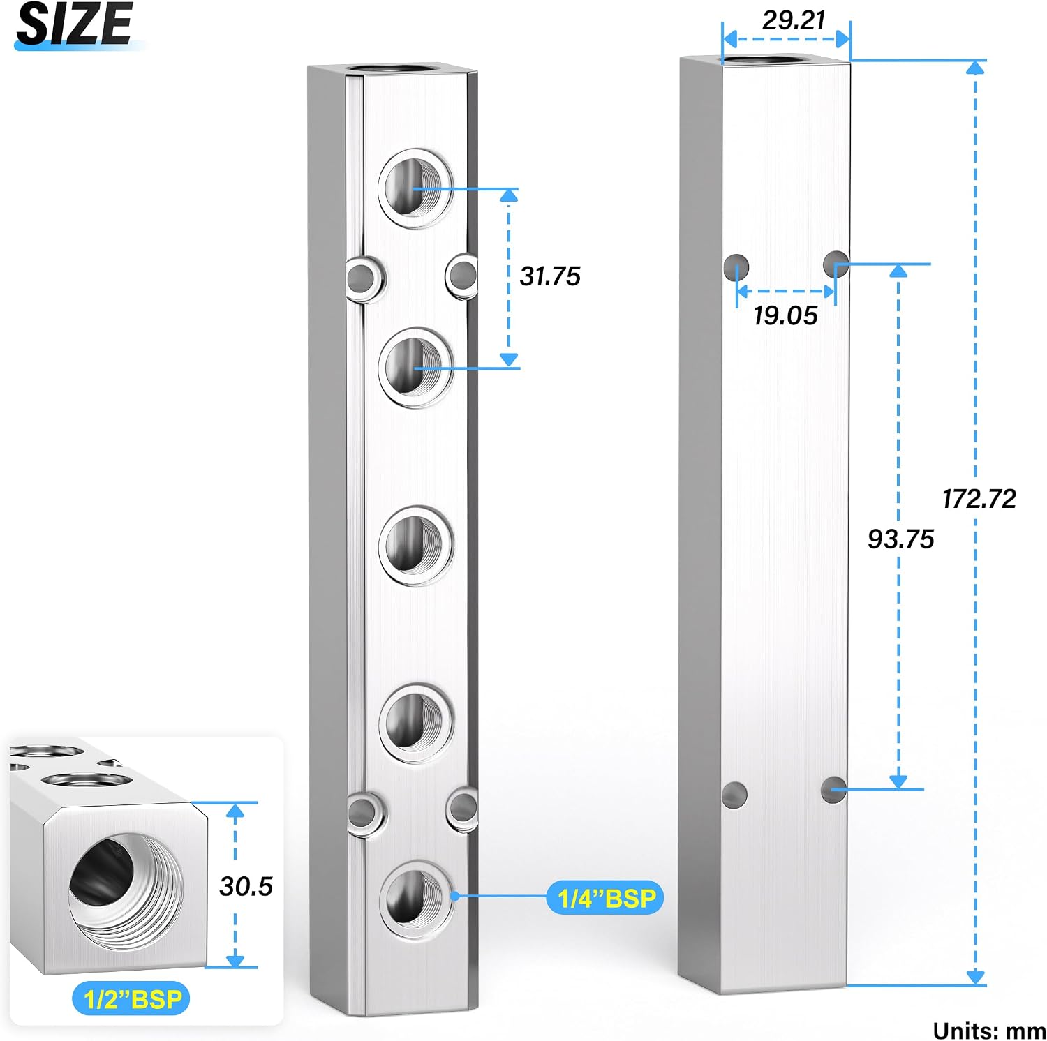 Thumbnail 1 de TAILONZ Silver 5-Way Aluminum Air Distribution Manifold