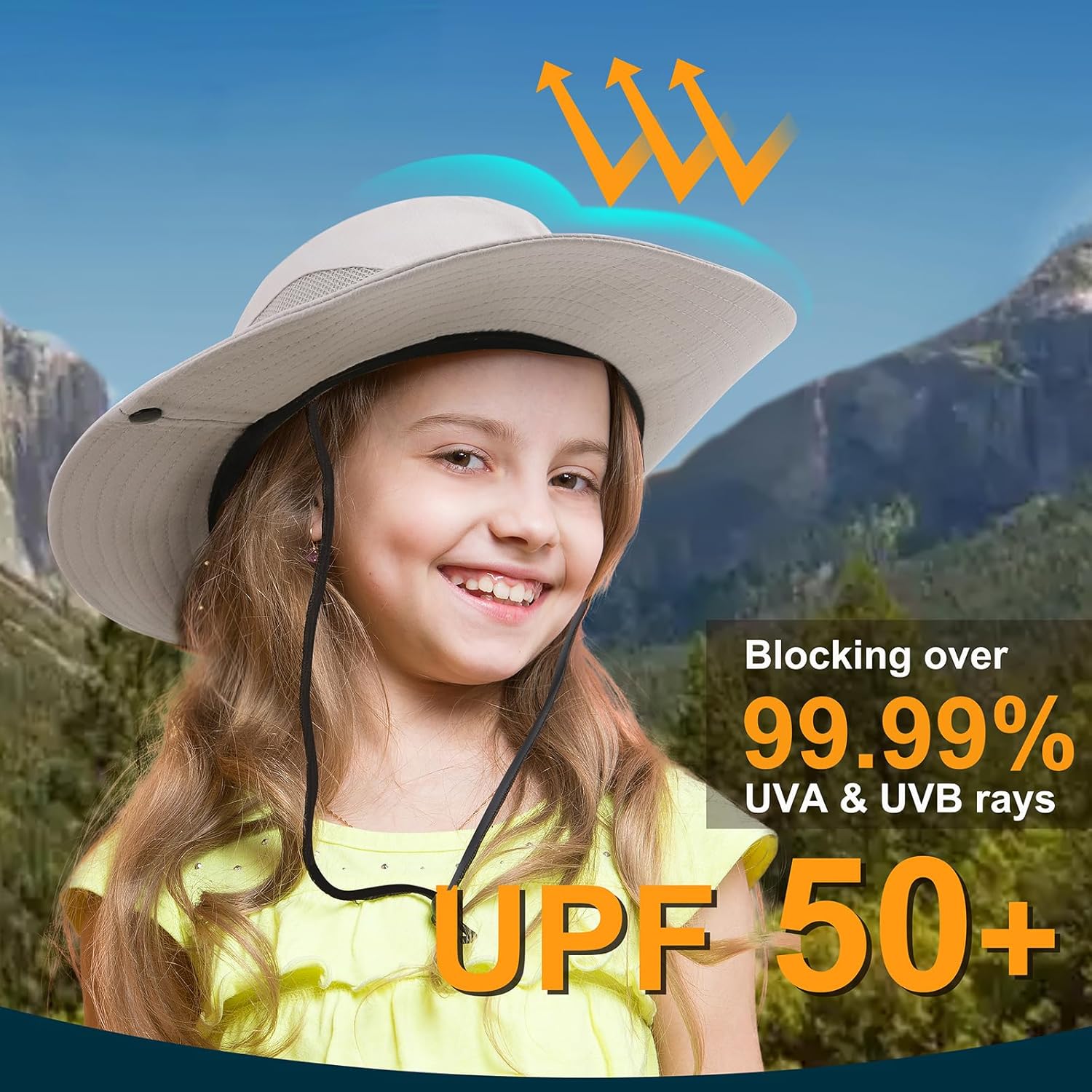 Thumbnail 2 de DRESHOW Baby Sun Hat for Toddlers (3–8 Years): UV Protection, Foldable Mesh Wide Brim with Chin Strap
