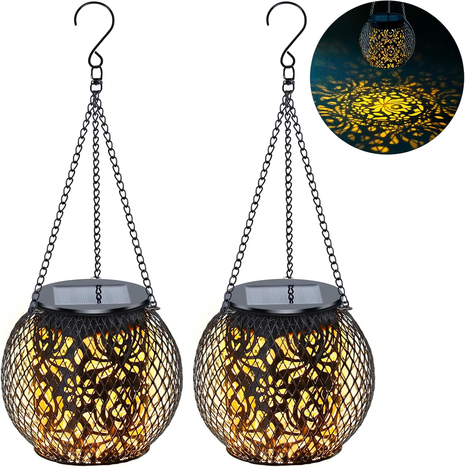 Detalle de GCCATE Solar Lanterns Hanging 2 Pack
