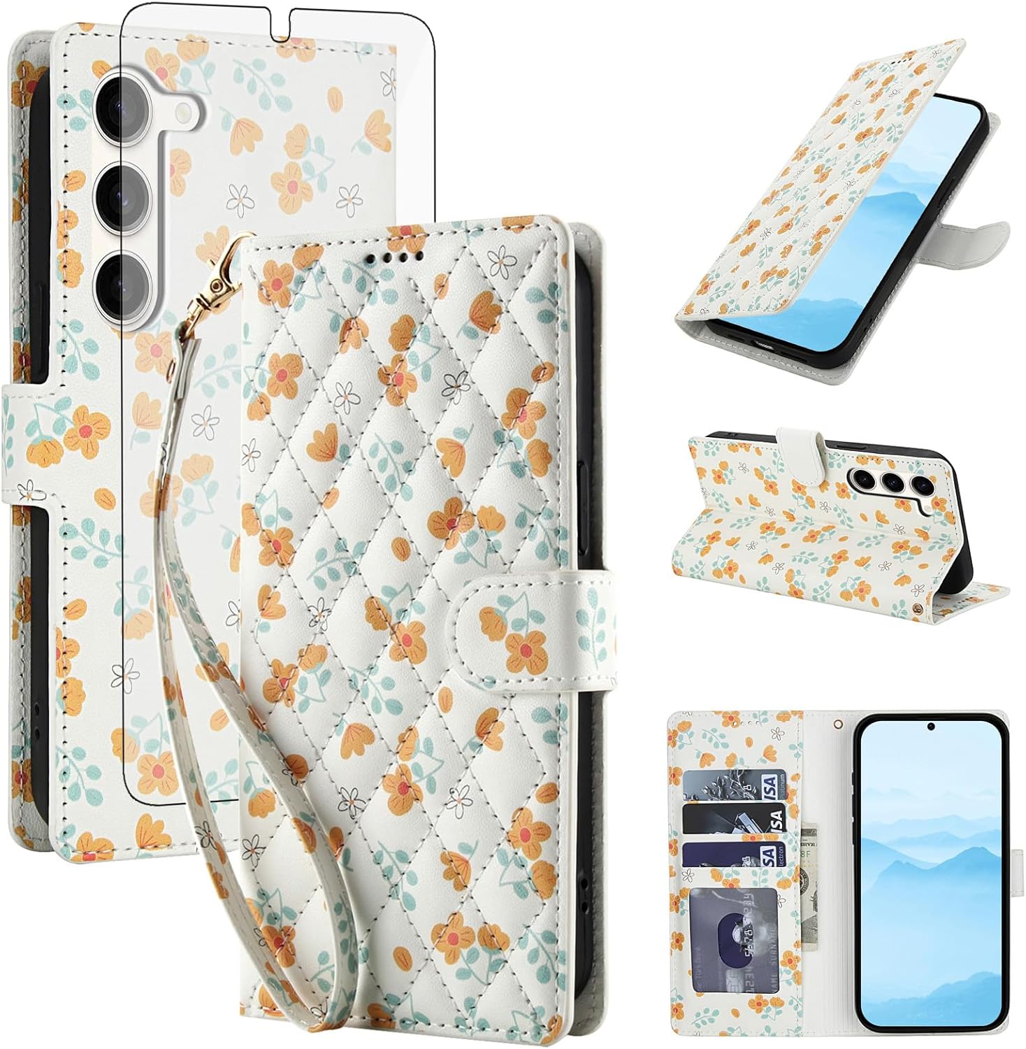 Detalle de Asuwish Wallet Flip Case with Tempered Glass for Samsung Galaxy S23 5G