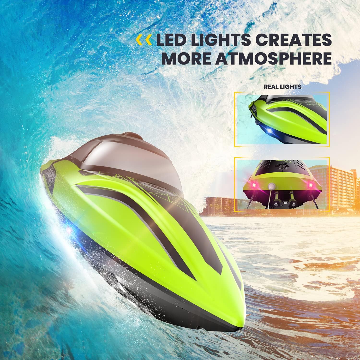 Thumbnail 2 de DEERC RC Boot mit LED Licht 20 MPH