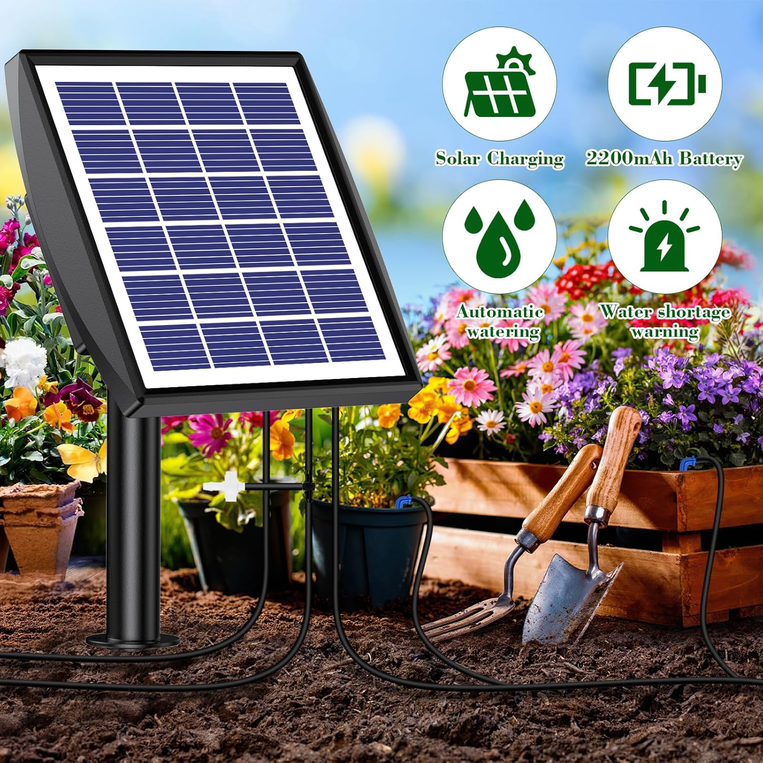 Thumbnail 2 de Onherm Irrigazione Automatica a Energia Solare con tubo lungo 15 m e gocciolatore – kit per balcone e giardino