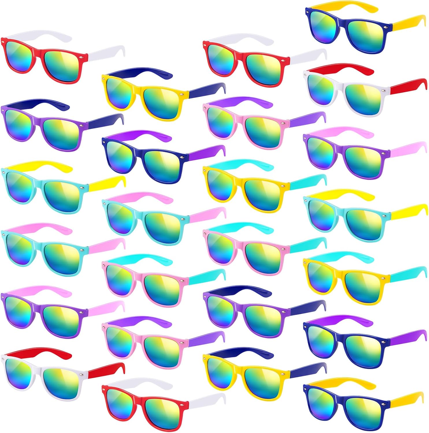 Detalle de SCIONE 24 Pack Kids Neon Sunglasses – Party Bag Fillers for Birthday, Beach and Poolside Fun