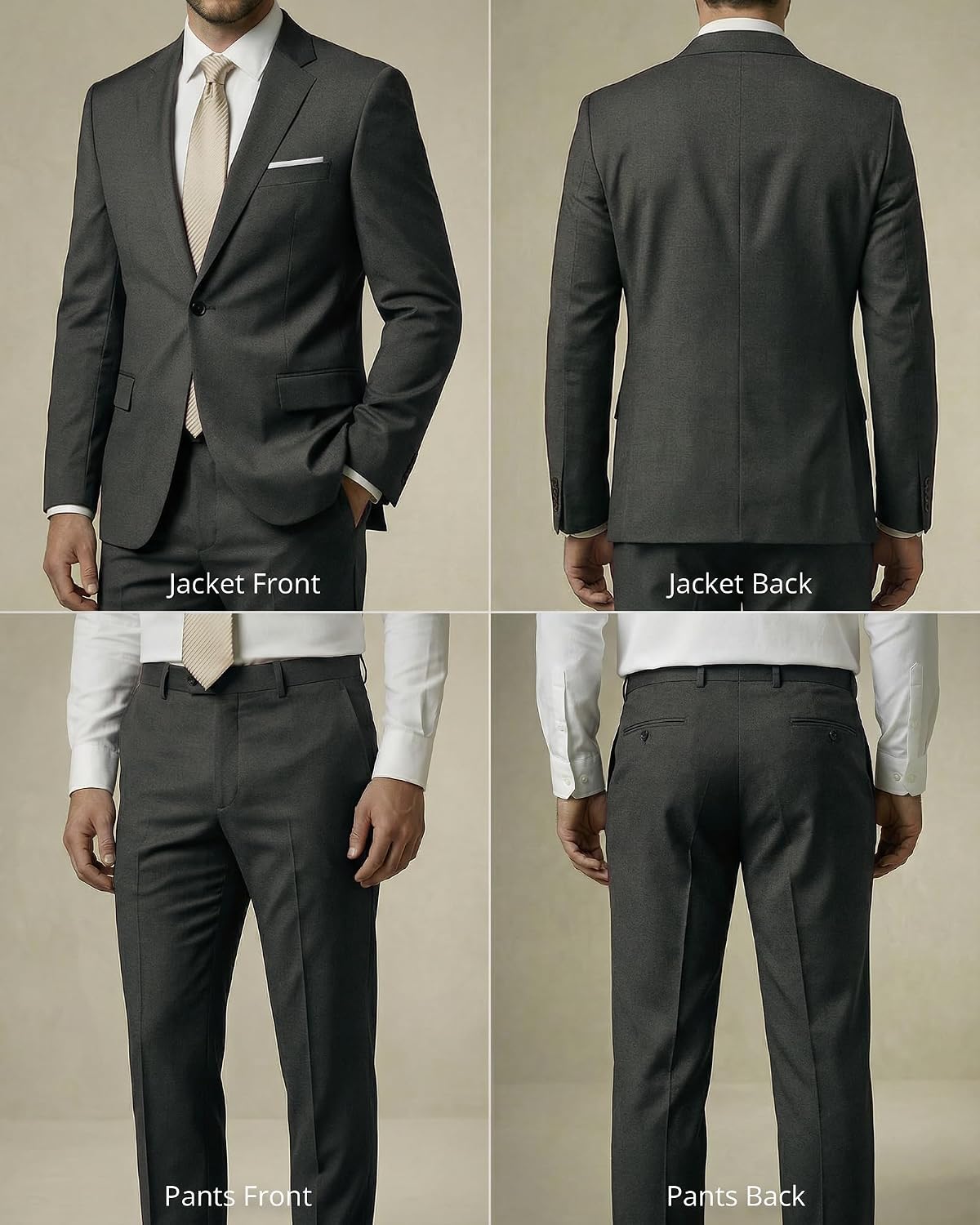 Detalle de YND Men's 2 Piece One-Button Slim Fit Suit