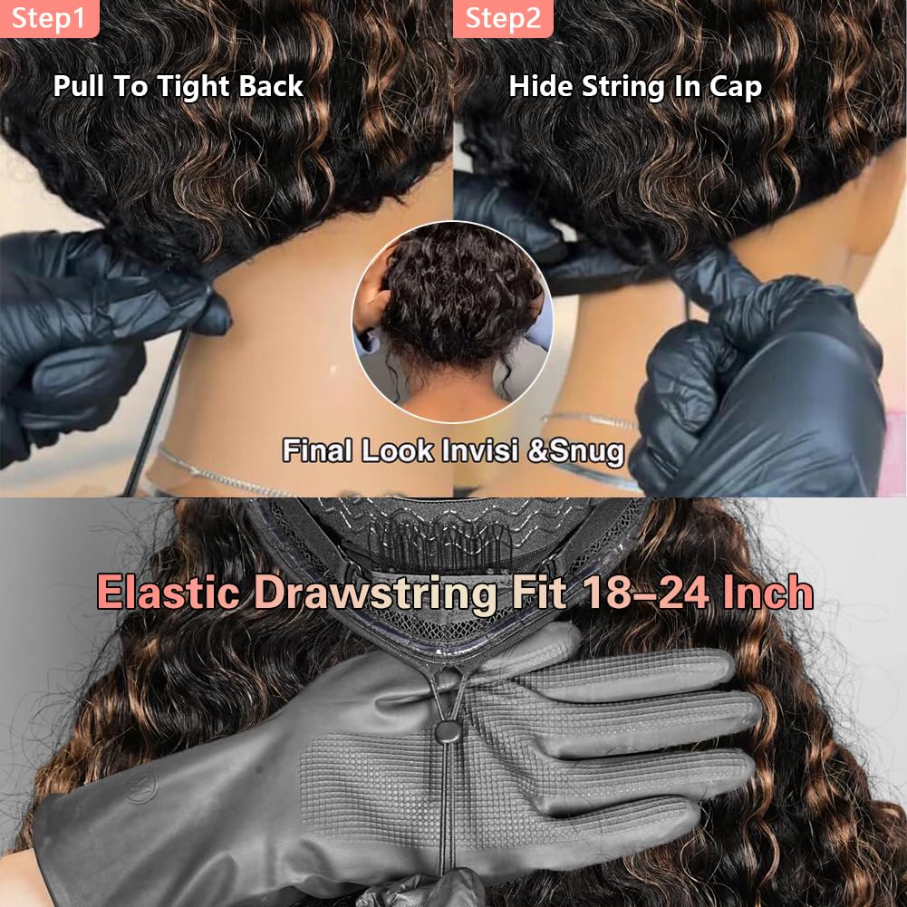 Thumbnail 4 de Lemiva 7x5 Balayage Glueless Deep Wave Wig, 26" HD Lace Front, Pre-Plucked & Pre-Cut