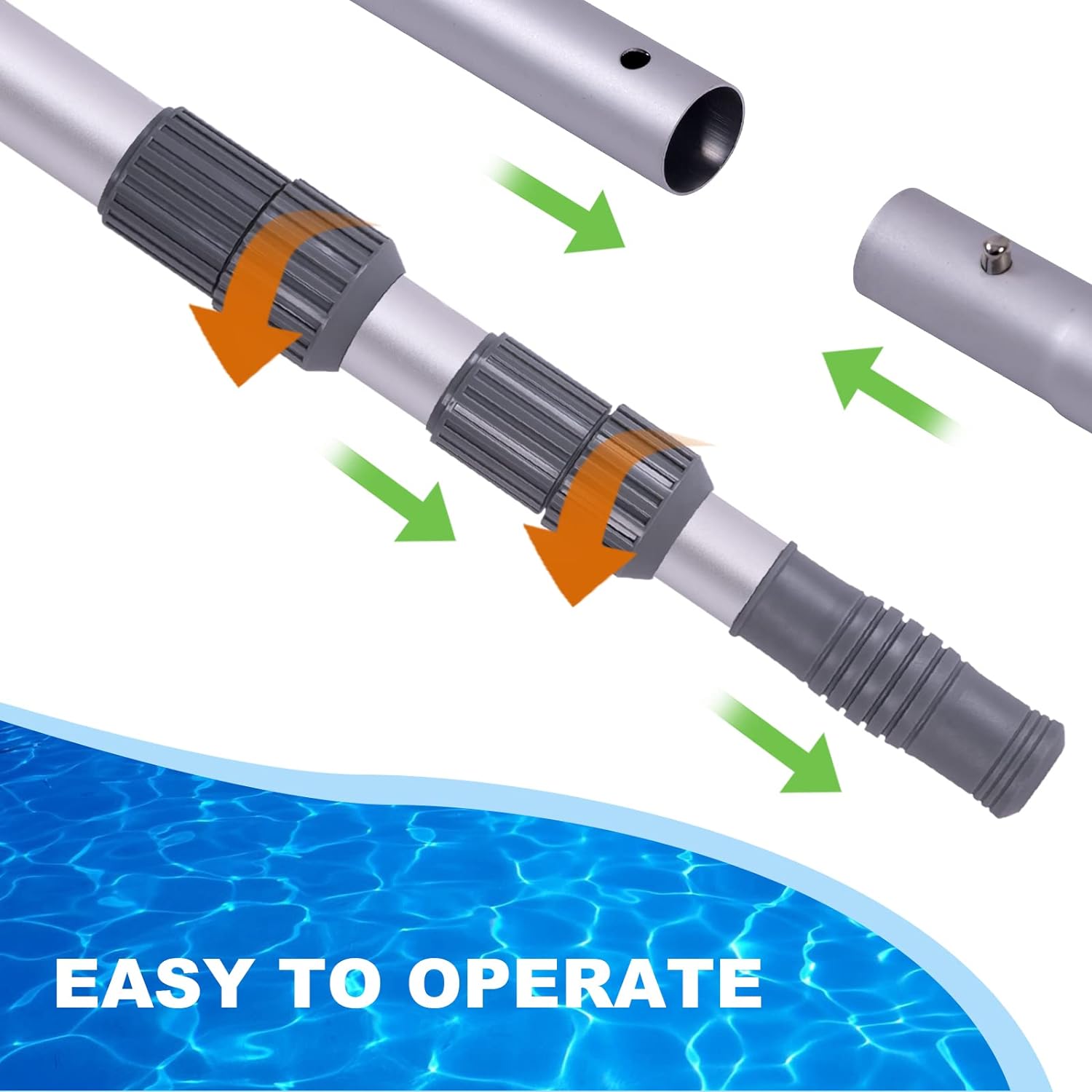 Detalle 2 de Sepetrel RKP-15 15-Foot Telescoping Pool Pole, Aluminum, 1-1/4-Inch Connection