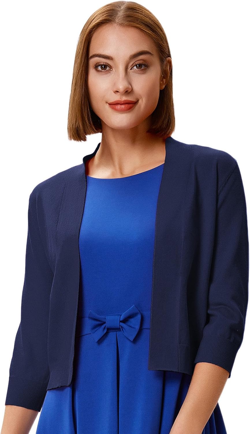 Detalle de GRACE KARIN Women Cardigan Sweaters: Lightweight Cropped Knit with 3/4 Sleeves