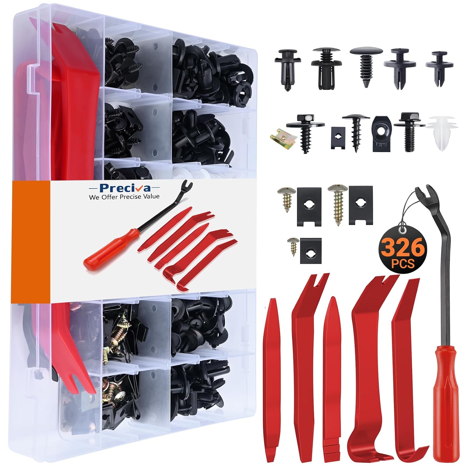 Detalle de Preciva LS25421 – 140 Stück Auto-Befestigungsclips & Spreiznieten-Set für Türverkleidung, Stoßstange & mehr