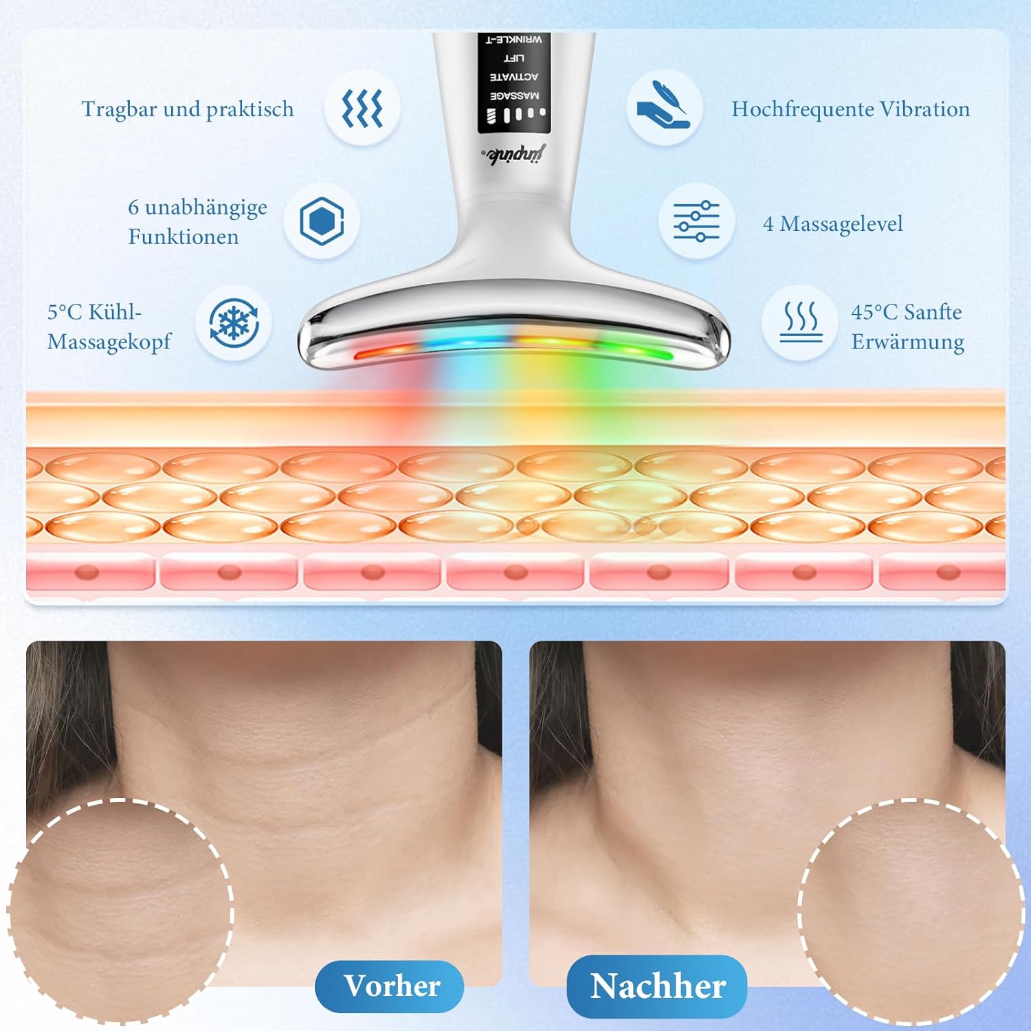Detalle 1 de Gesichtsmassagegerät Gegen Falten EMS – 7LED