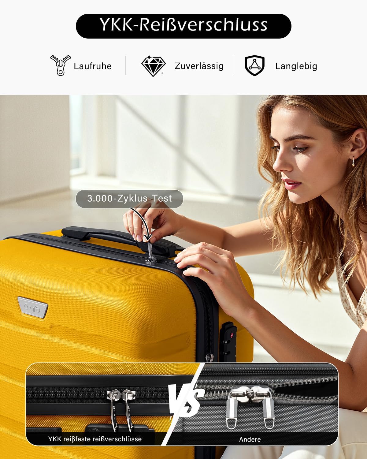 Detalle 2 de COOLIFE Kofferset 3-teilig mit 360° Rädern