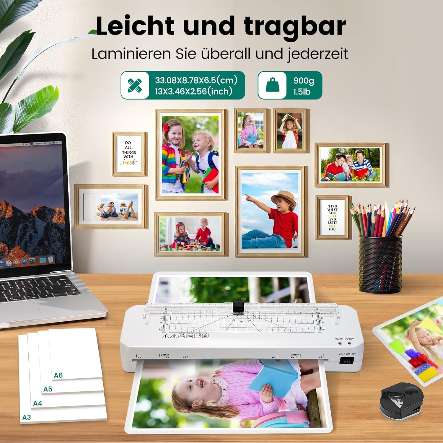 Thumbnail 6 de Laminiergerät A3 mit integriertem Rollenschneider, 2–3 Minuten Aufheizen & Kalt/Heißlaminierung (inkl. 50 Folien)