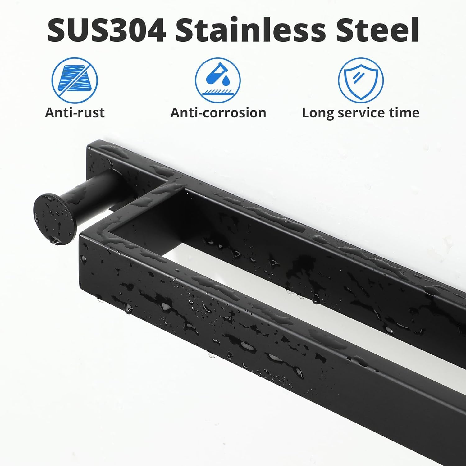 Thumbnail 1 de SAYAYO Wall Mounted 12-Inch Towel Rail in Matte Black (SUS304)