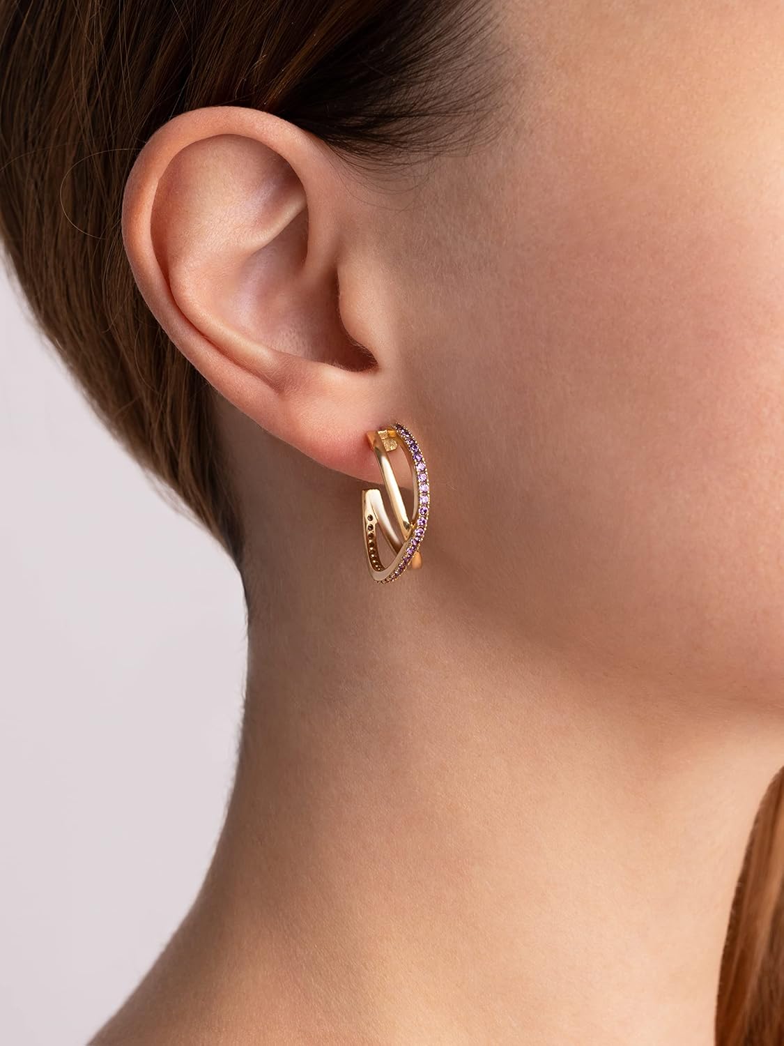 Detalle 2 de SINGULARU Orecchini Cerchio X Lavande 24 mm 💍
