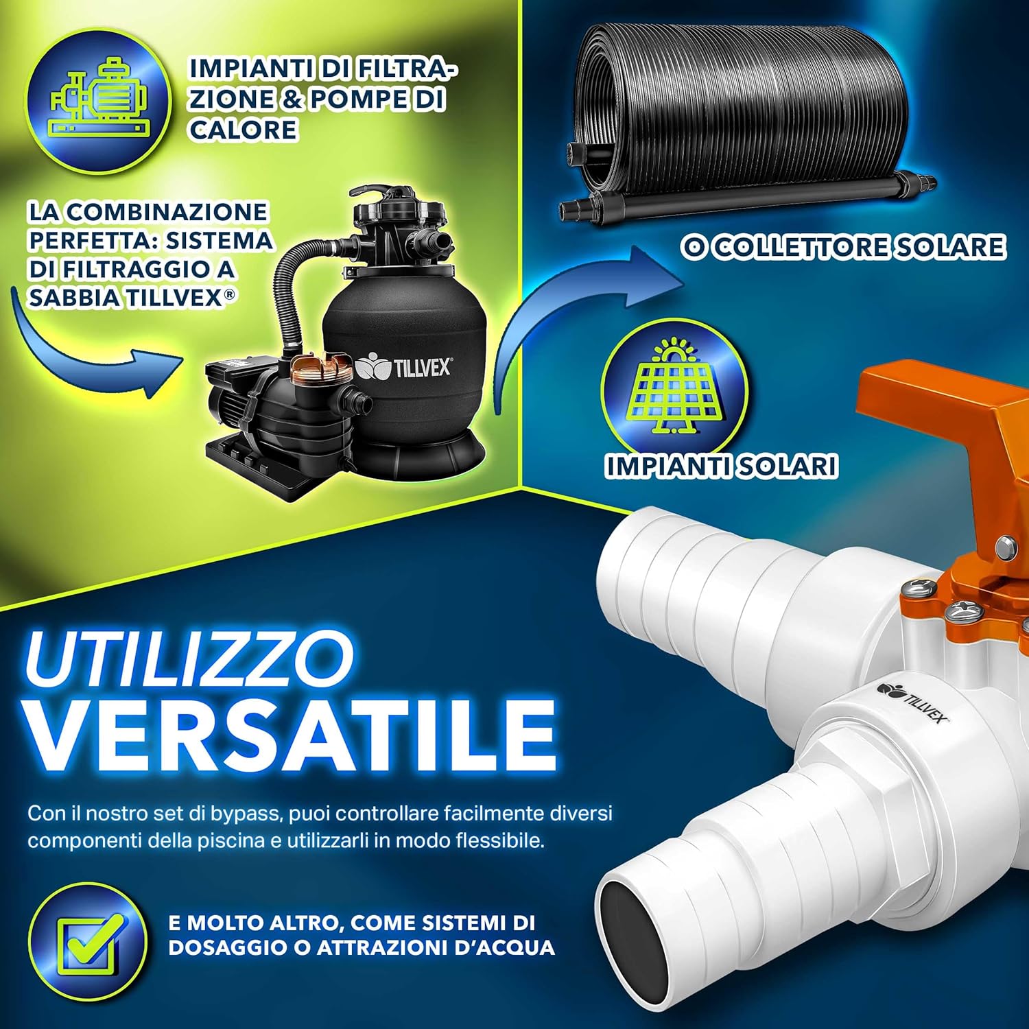 Thumbnail 5 de tillvex® Bypass Set piscina 12 pezzi 32/38 mm 🏊