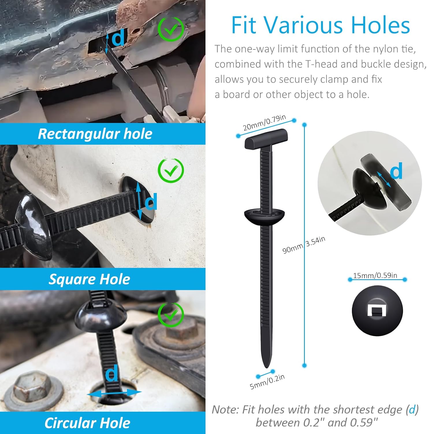 Thumbnail 2 de 50Pcs Nylon Universal Cable Tie Buckles for Repairs