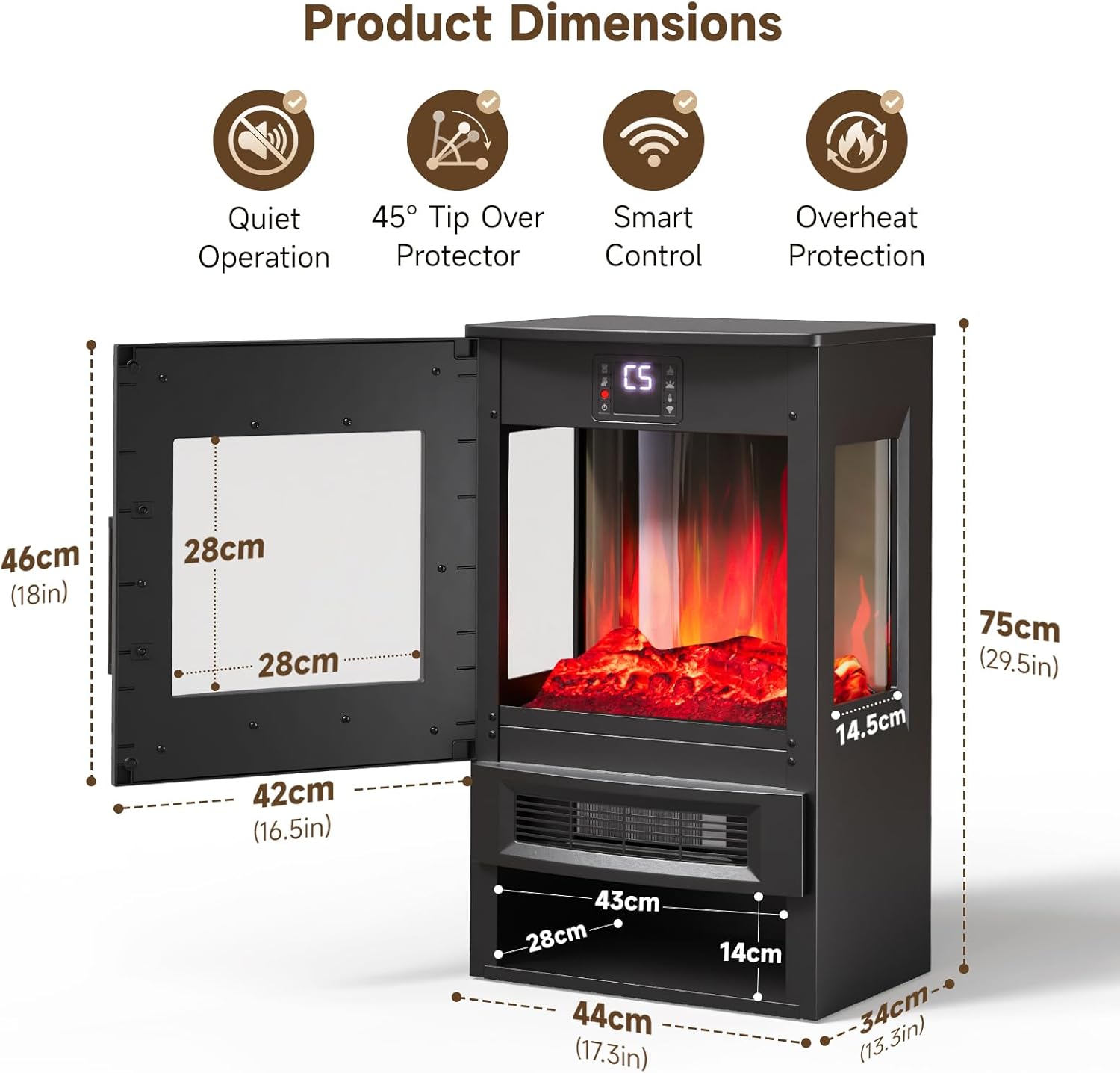 Thumbnail 4 de INMOZATA electric fireplace stove keyword 1800 W