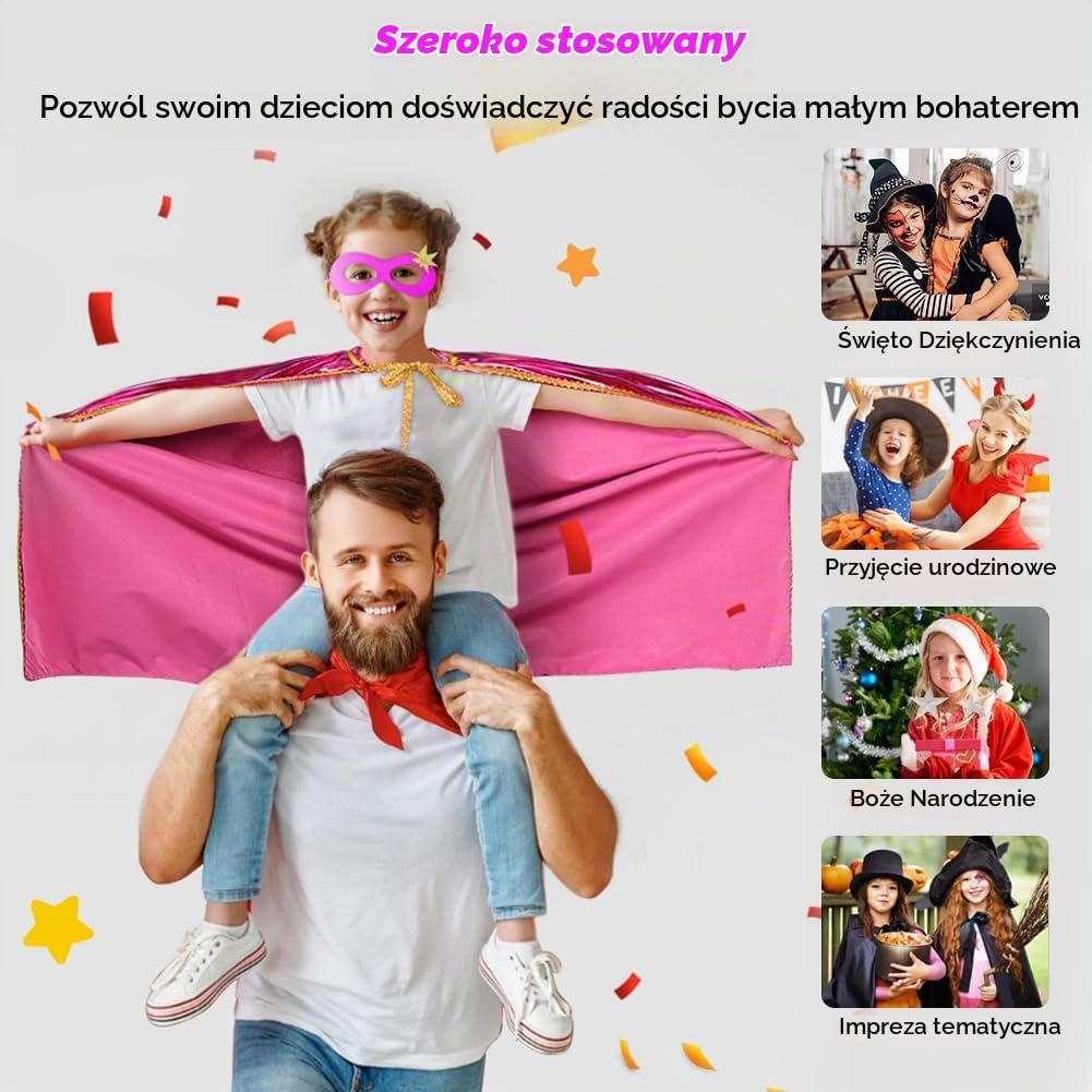 Detalle de AUYAO 5040656 – kostium superbohatera dla dzieci, 2 krótkie dwustronne peleryny