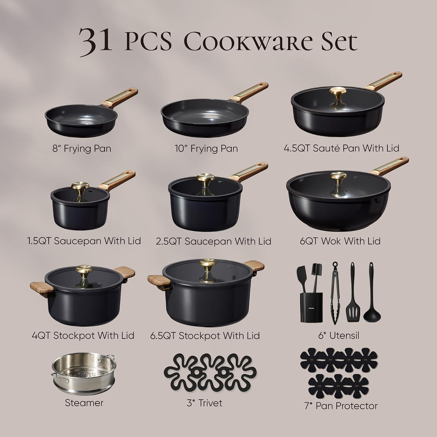 Thumbnail 1 de CAROTE Ceramic Cookware Set, 31-Piece
