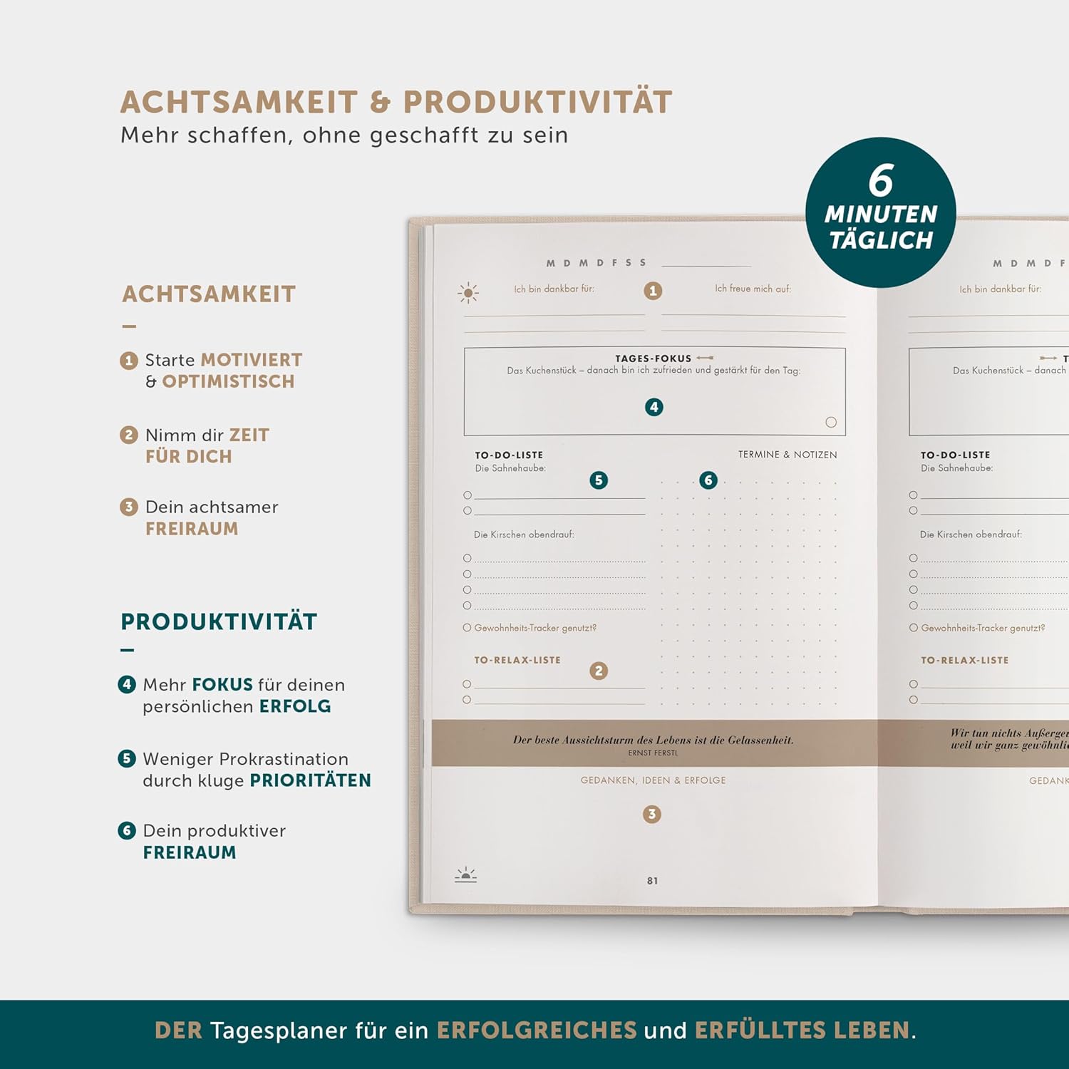 Detalle de 6âMinuten Erfolgsjournal Tagesplaner 2026 đ