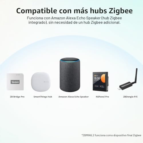 Detalle de SONOFF ZBMINIL2 interruptor inteligente Zigbee sin neutro, 2 vías, pack de 4