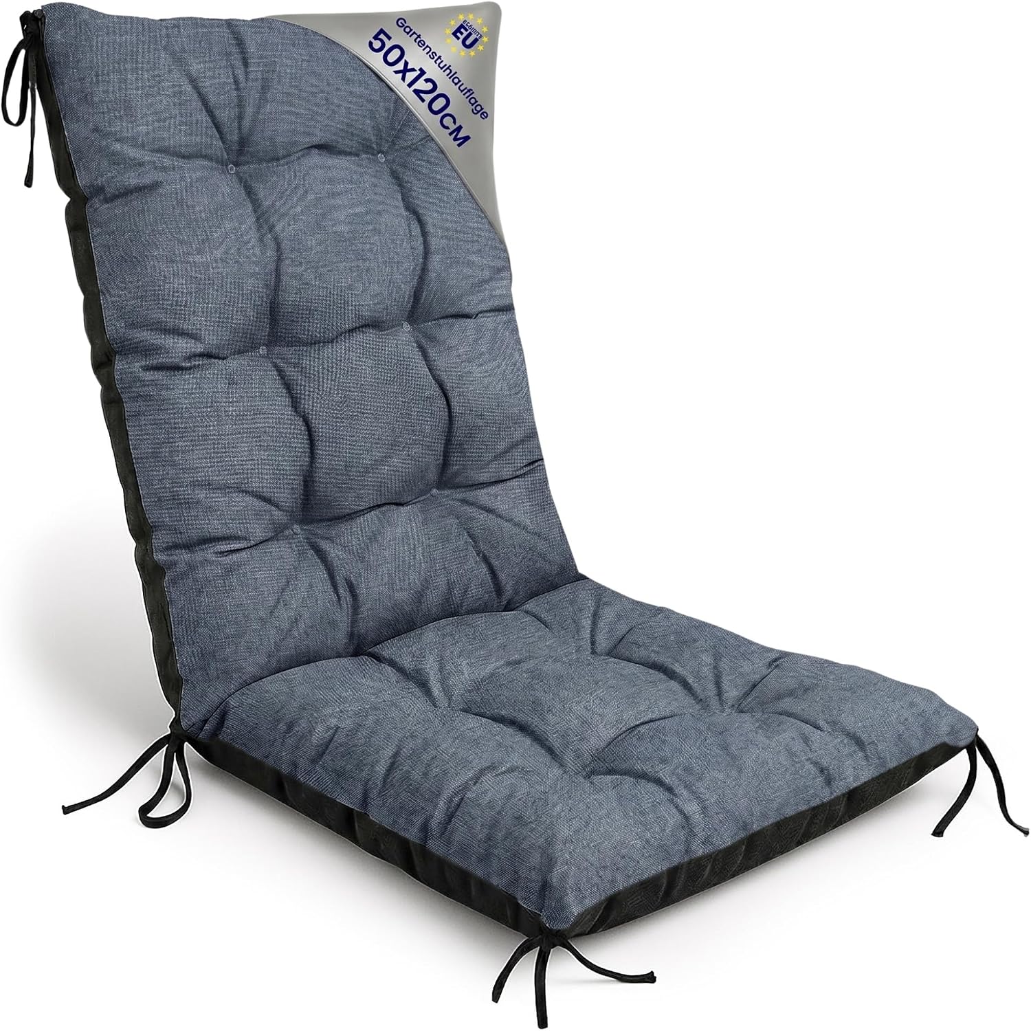 Detalle de Amazinggirl tuinstoelkussen 50 x 120 cm, 10 cm dik, jeanslook in linnenlook