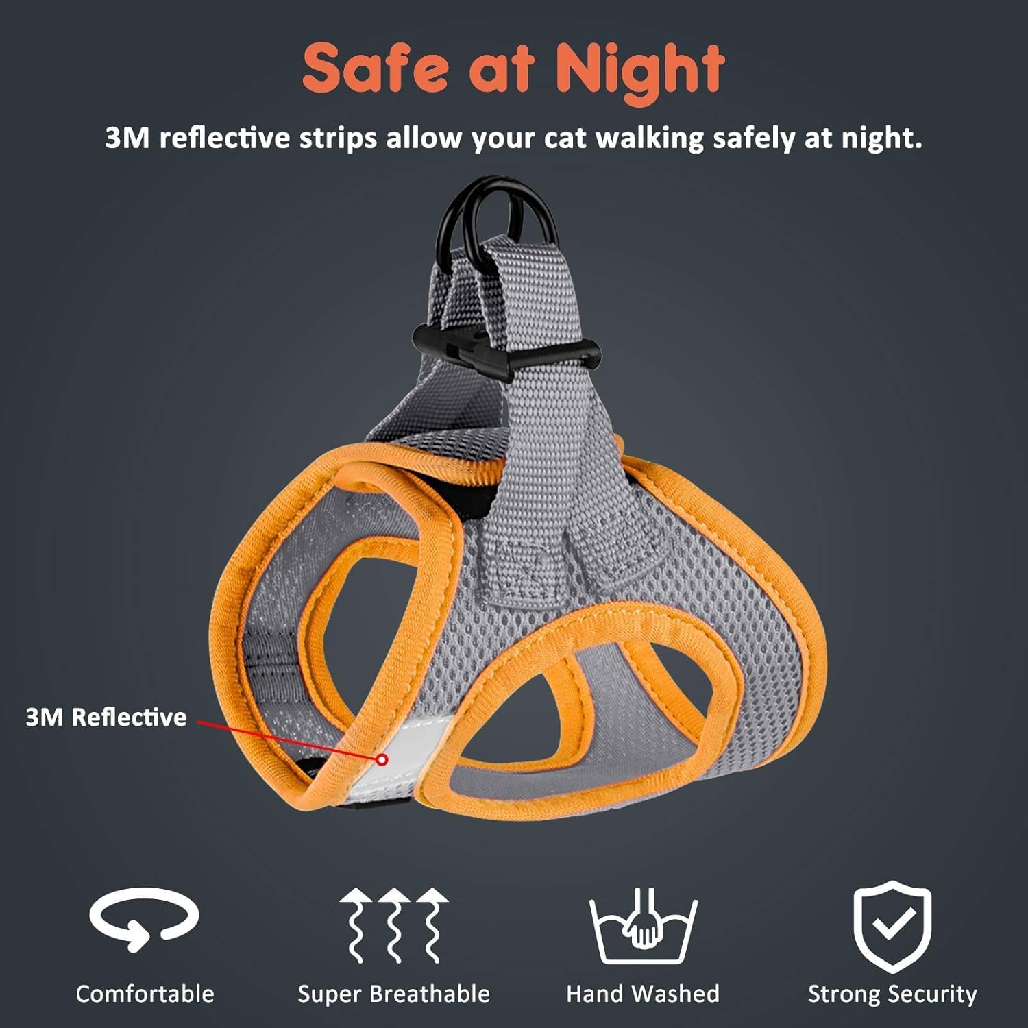 Detalle 2 de FAYOGOO cat harness and lead set escape-proof (large adult, step-in) with adjustable vest