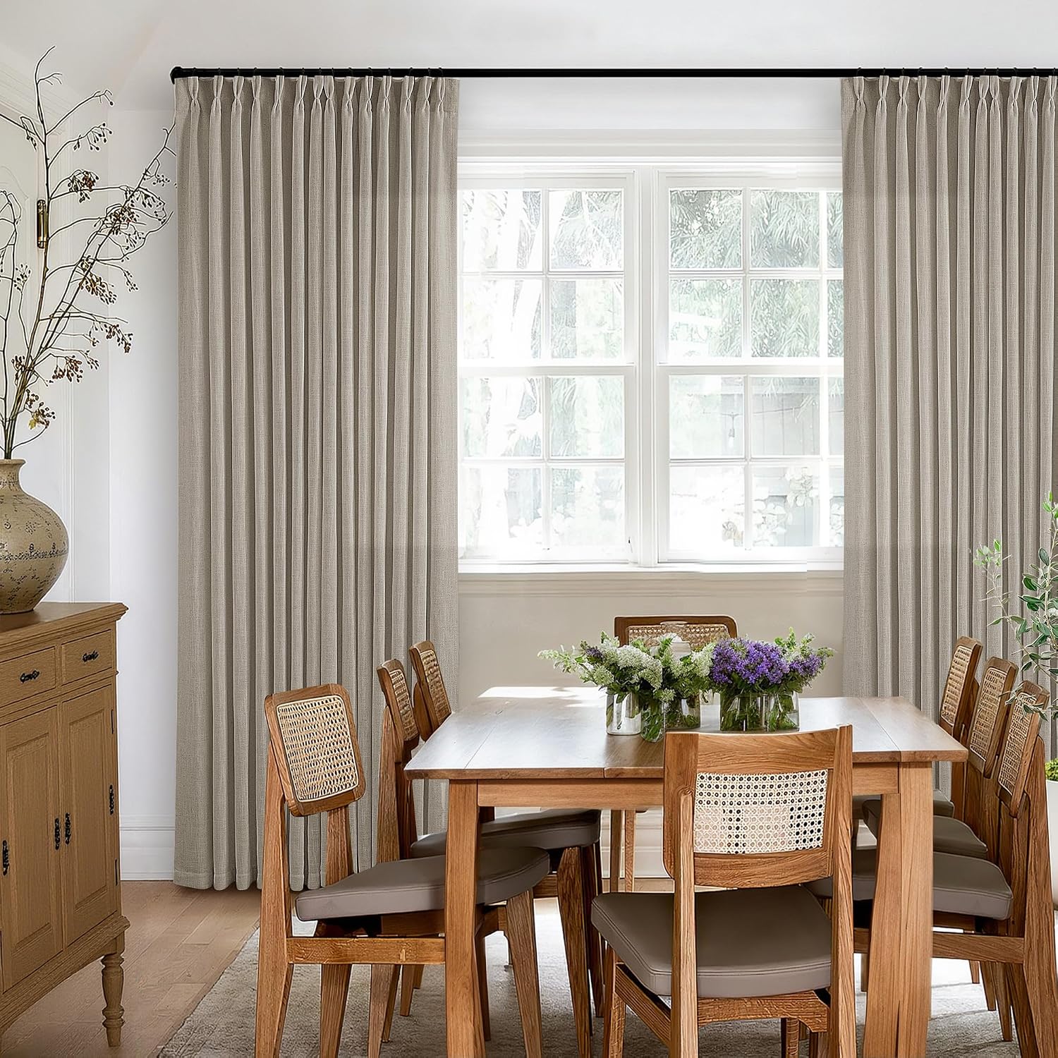 Thumbnail 5 de Flax Burlap 90 Inch Pinch Pleated Linen Curtains