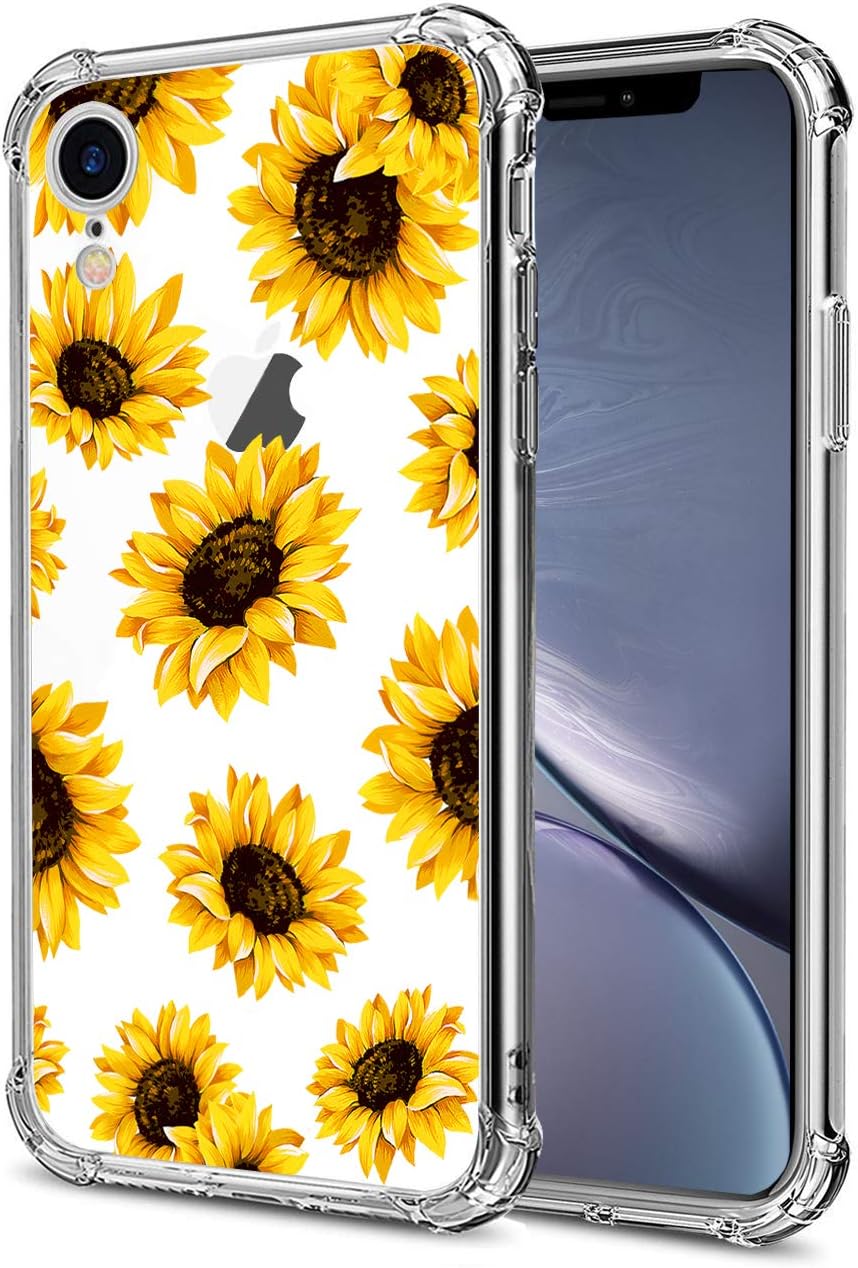 Detalle de HEYORUN KZ-02 iPhone XR Case with Sunflower Print and Clear TPU Bumper