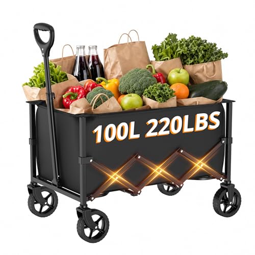 Detalle de Chariot utilitaire pliable RYGE0: 100 L, roues et poignée télescopique – pratique pour jardinage, camping et shopping