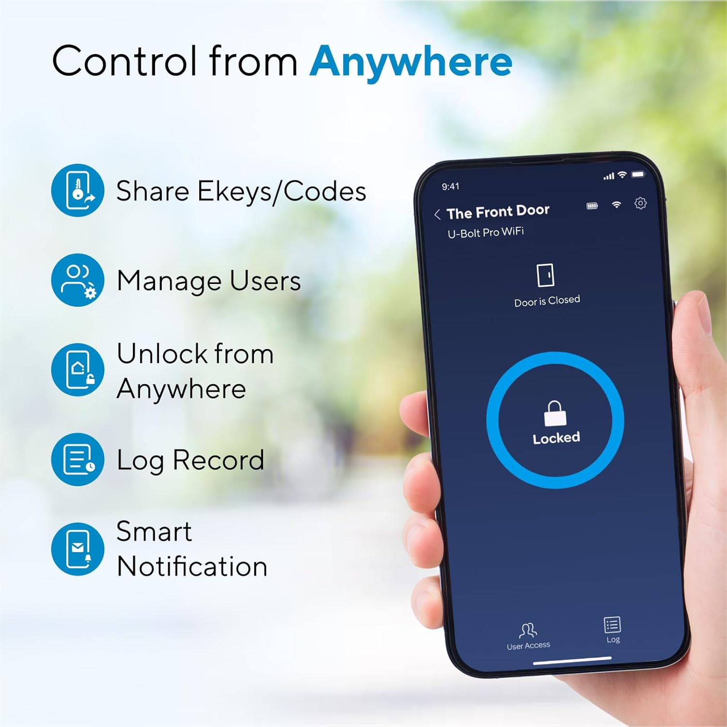 Detalle de ULTRALOQ U-Bolt Pro WiFi Smart Deadbolt with Fingerprint ID and Door Sensor