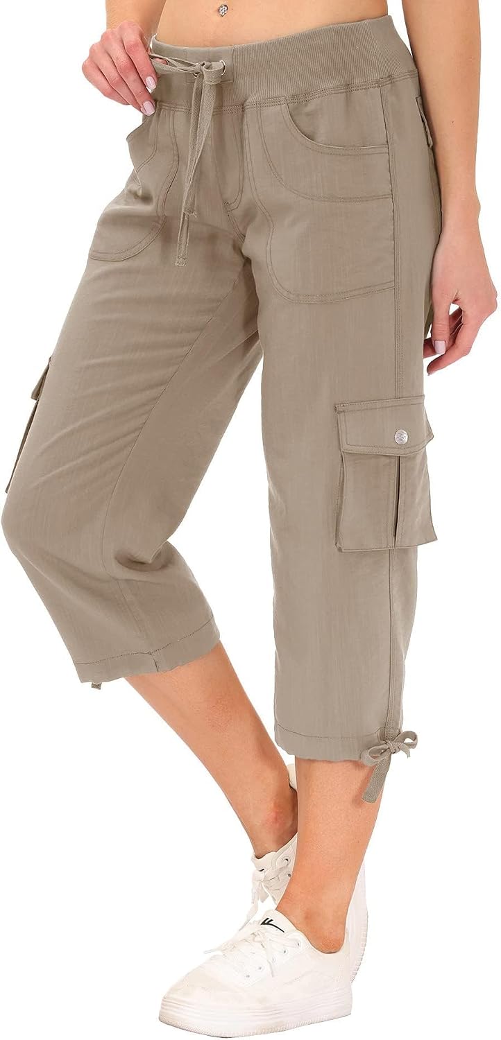 Thumbnail 2 de MoFiz Women's Relaxed-Fit Capri Pants: 3/4 Length Cargo Trousers for Everyday Comfort