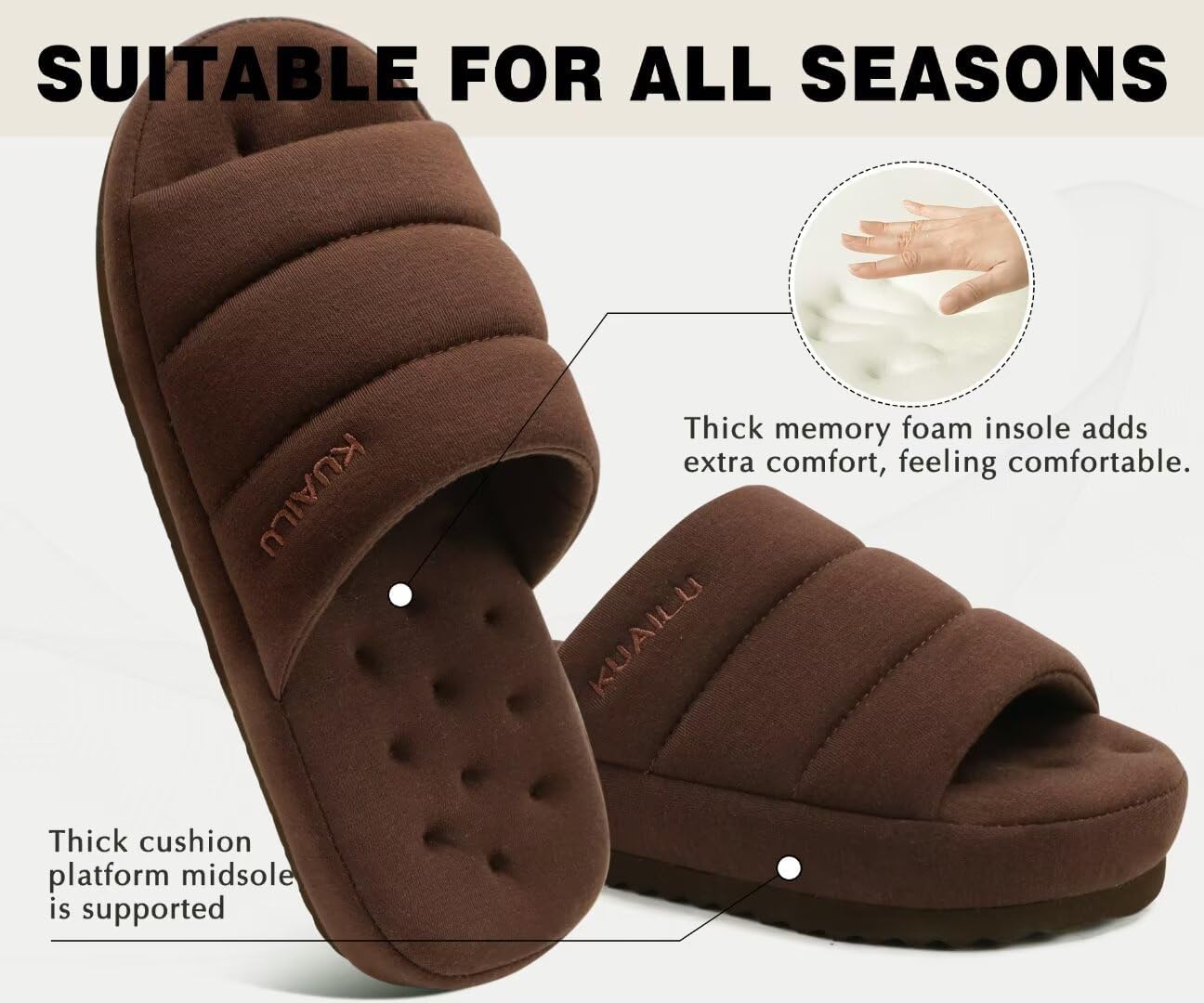 Thumbnail 3 de KuaiLu Men's Slippers: Quilted Cotton-Blend Memory Foam Slippers for Indoor & Outdoor Use