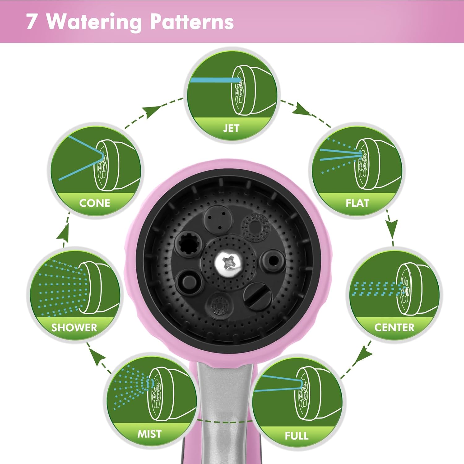 Thumbnail 4 de Restmo 48cm Watering Lance with 180° Adjustable Ratcheting Head & 7 Spray Patterns