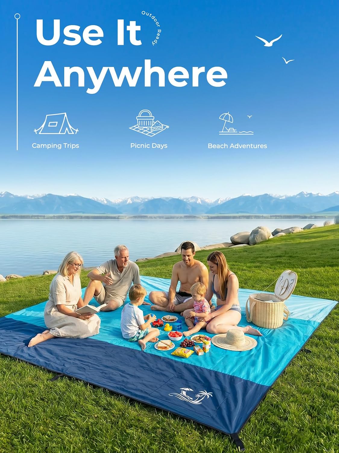 Detalle 2 de Solnery SNYCANLSTDZLAN Beach Blanket, 8.2 x 6.8 ft, Sand-Resistant Nylon