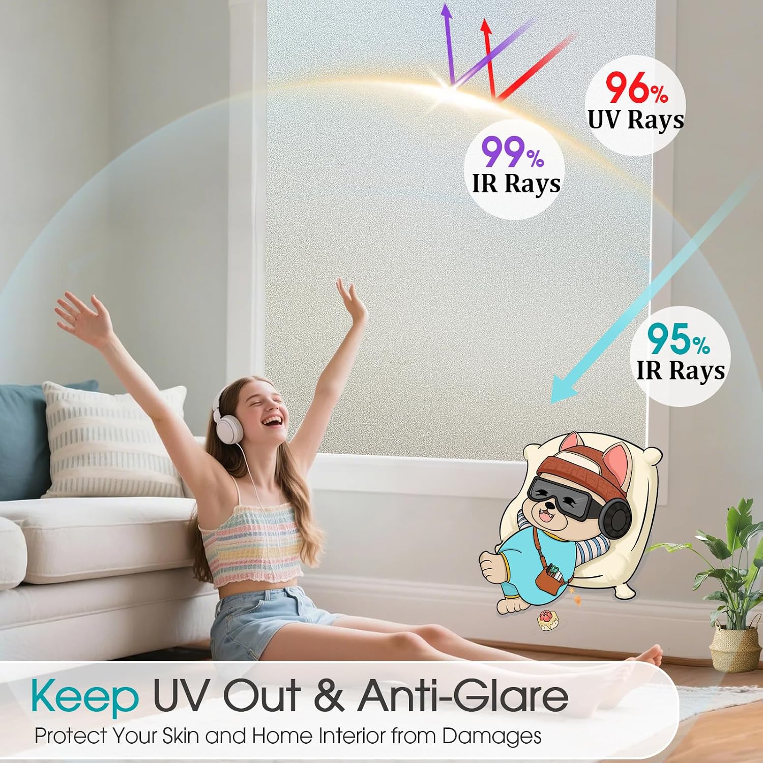 Detalle 2 de Coavas Window Privacy Film 17.5 x 78.7 Inch