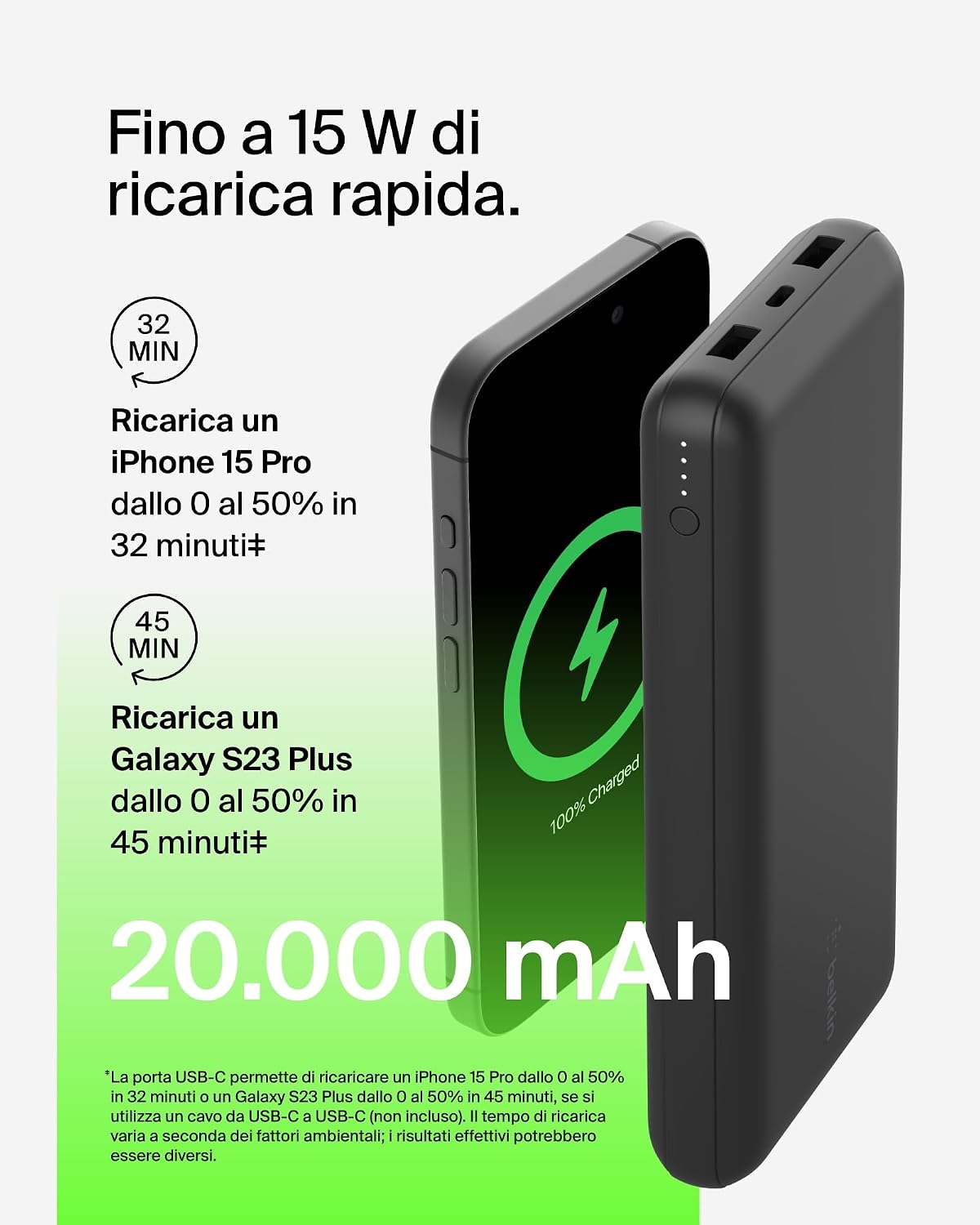 Thumbnail 3 de Belkin Caricabatterie portatile USB-C 20K 3 porte