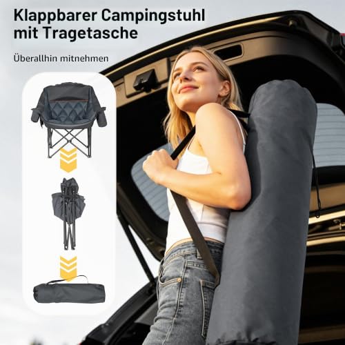Thumbnail 4 de SogesGame Übergroßer Campingstuhl Faltbar – gepolstert, Kopfstütze & Extras für Outdoor