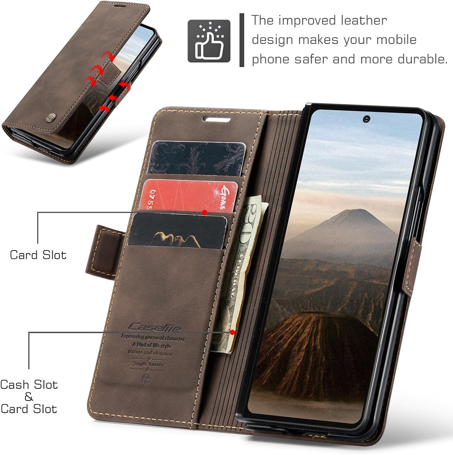 Thumbnail 1 de Cracedily Handyhülle für Samsung Galaxy Fold 7 – Klapp-Flipcase mit Kartenfach, RFID-Blocker und Standfunktion