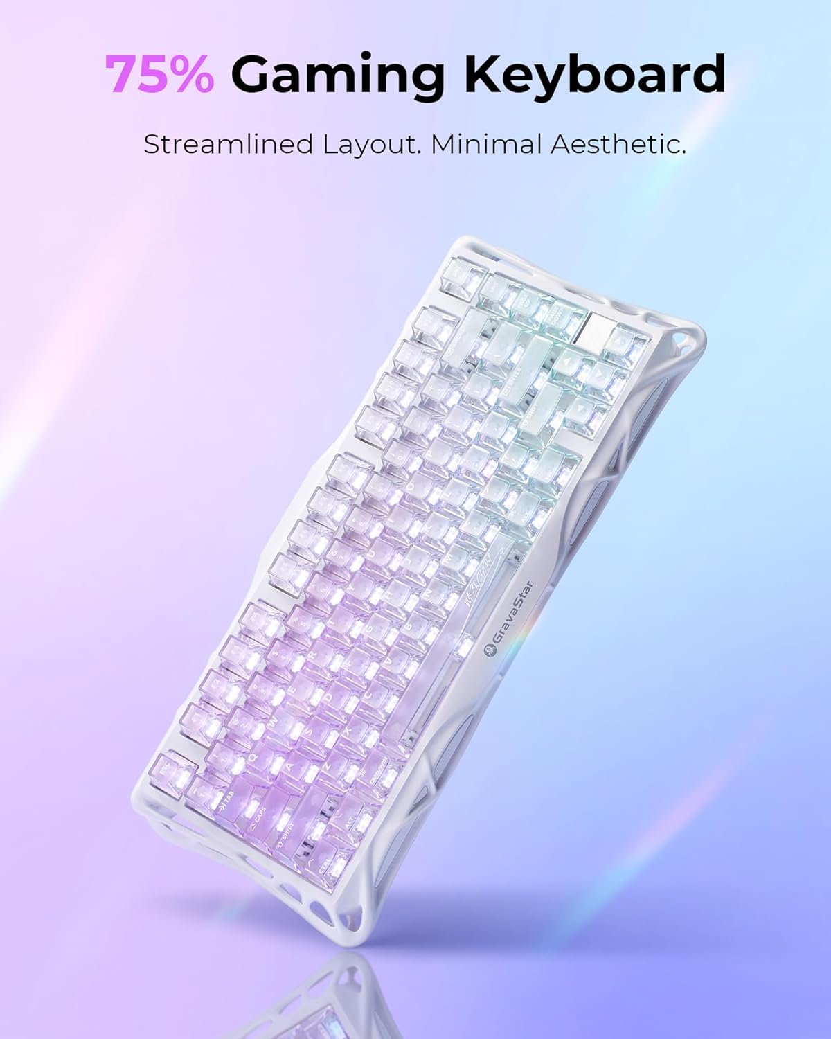 Thumbnail 2 de GravaStar Mercury K1 Lite 75% Gaming Keyboard (Tri-Mode Wireless + Wired) with Crystal Aurora RGB