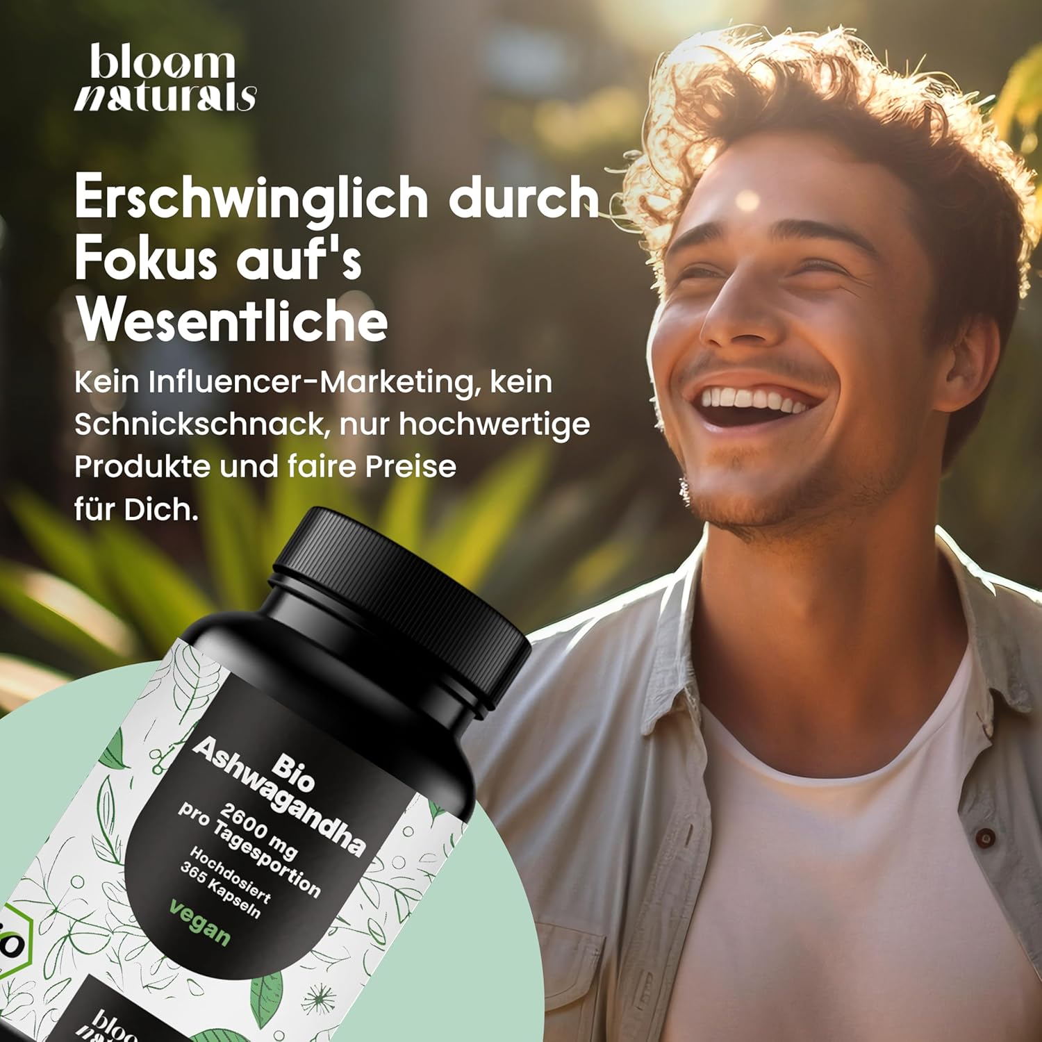 Detalle 1 de Ashwagandha Kapseln 365 vegan, 2600 mg täglich