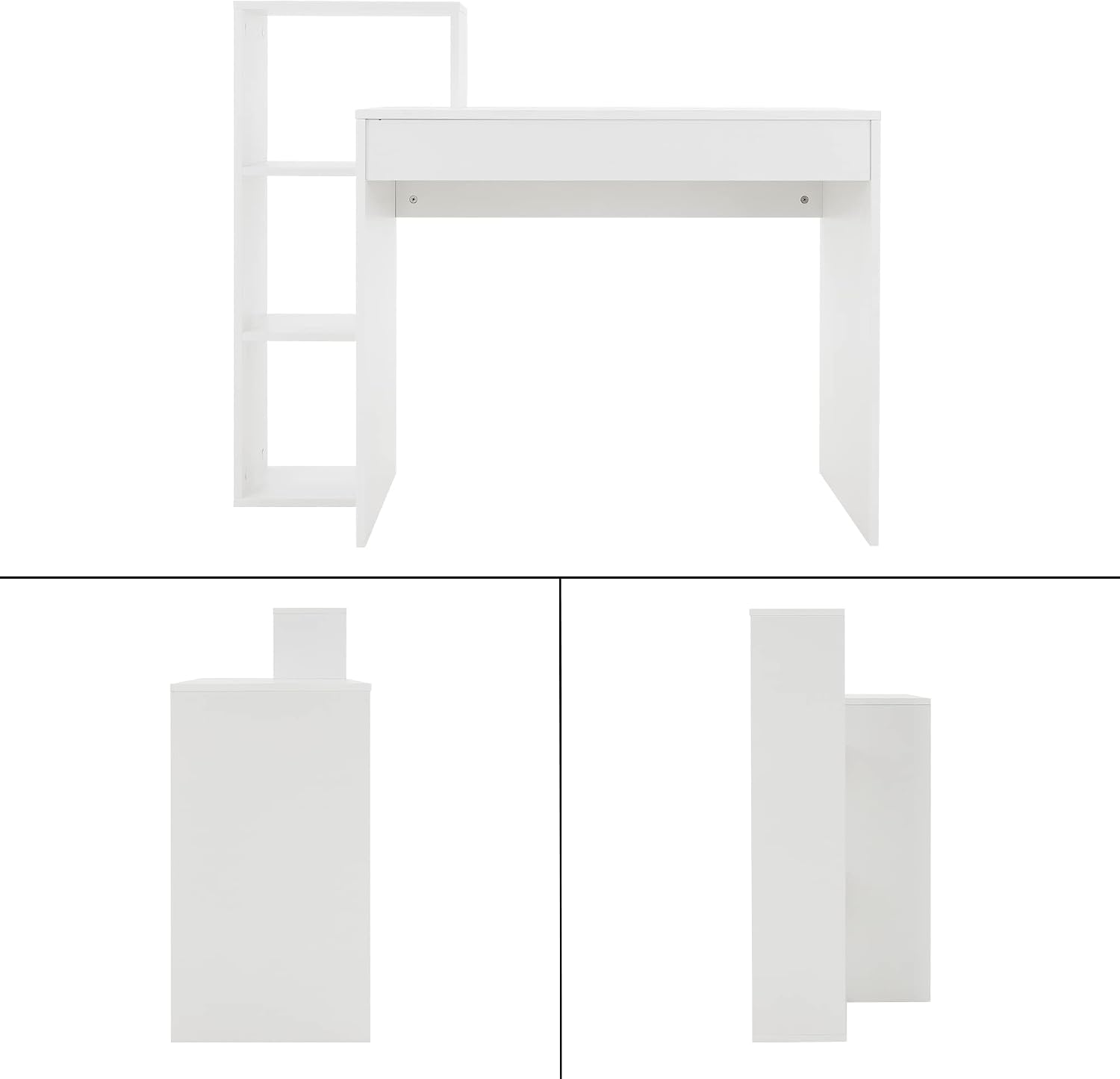 Thumbnail 3 de ML-Design Scrivania 2-in-1 con Libreria a 3 Ripiani 110 x 72 x 40 cm - Legno Bianco