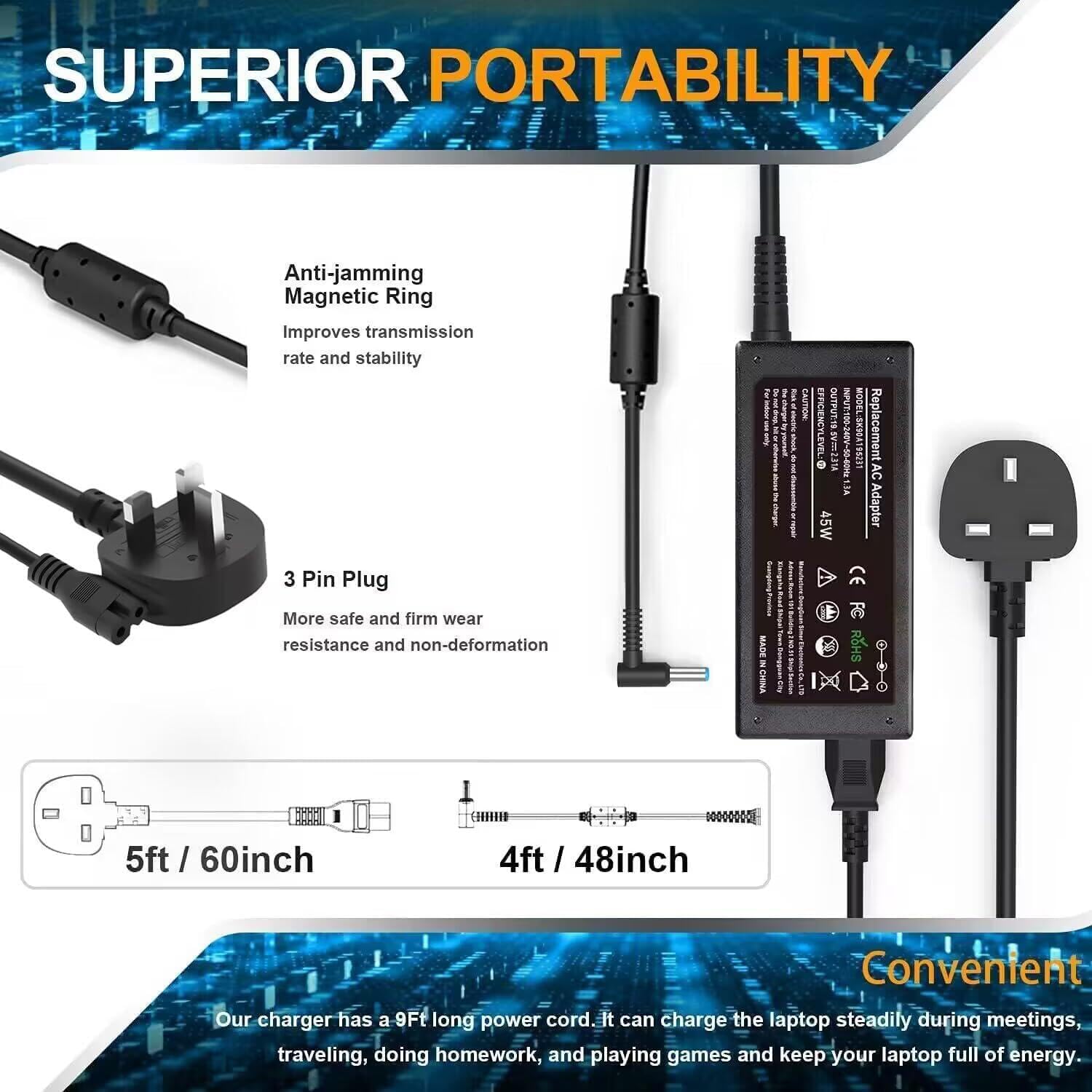 Thumbnail 4 de FUDCOCWN 45W 19.5V 2.31A laptop charger