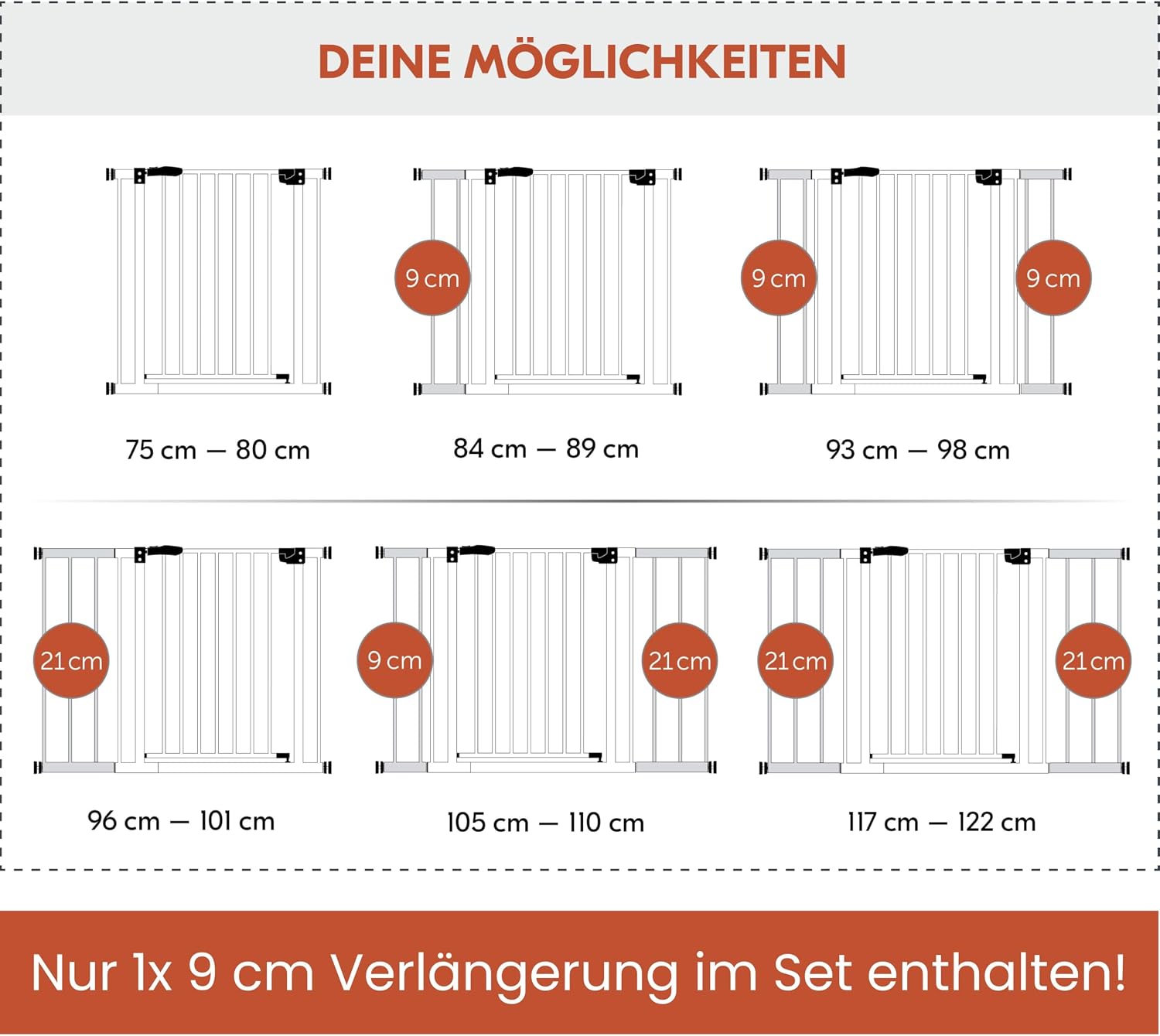 Thumbnail 5 de hauck Open N Stop 2 + 9 cm Verlängerung – Tür- und Treppengitter, Weiß, 84–89 cm Breite, 77 cm hoch