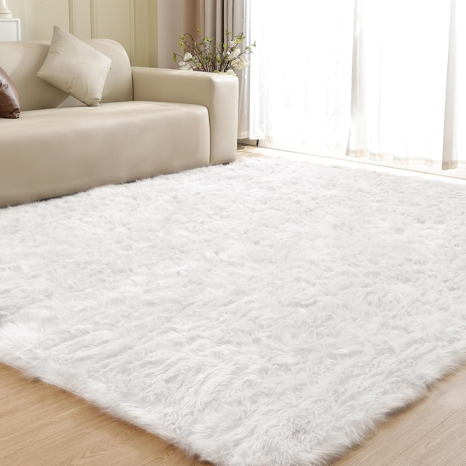 Thumbnail 4 de ORINOVA Tapis Blanc 180x270 cm Shaggy Fluffy