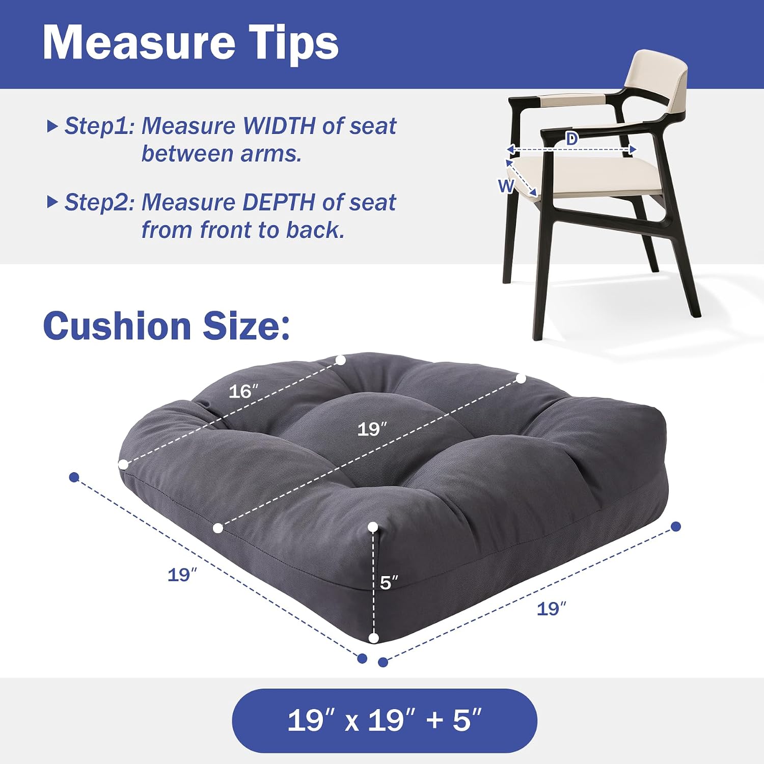 Detalle 2 de IPYNBAP Outdoor Chair Cushions 19x19+5”