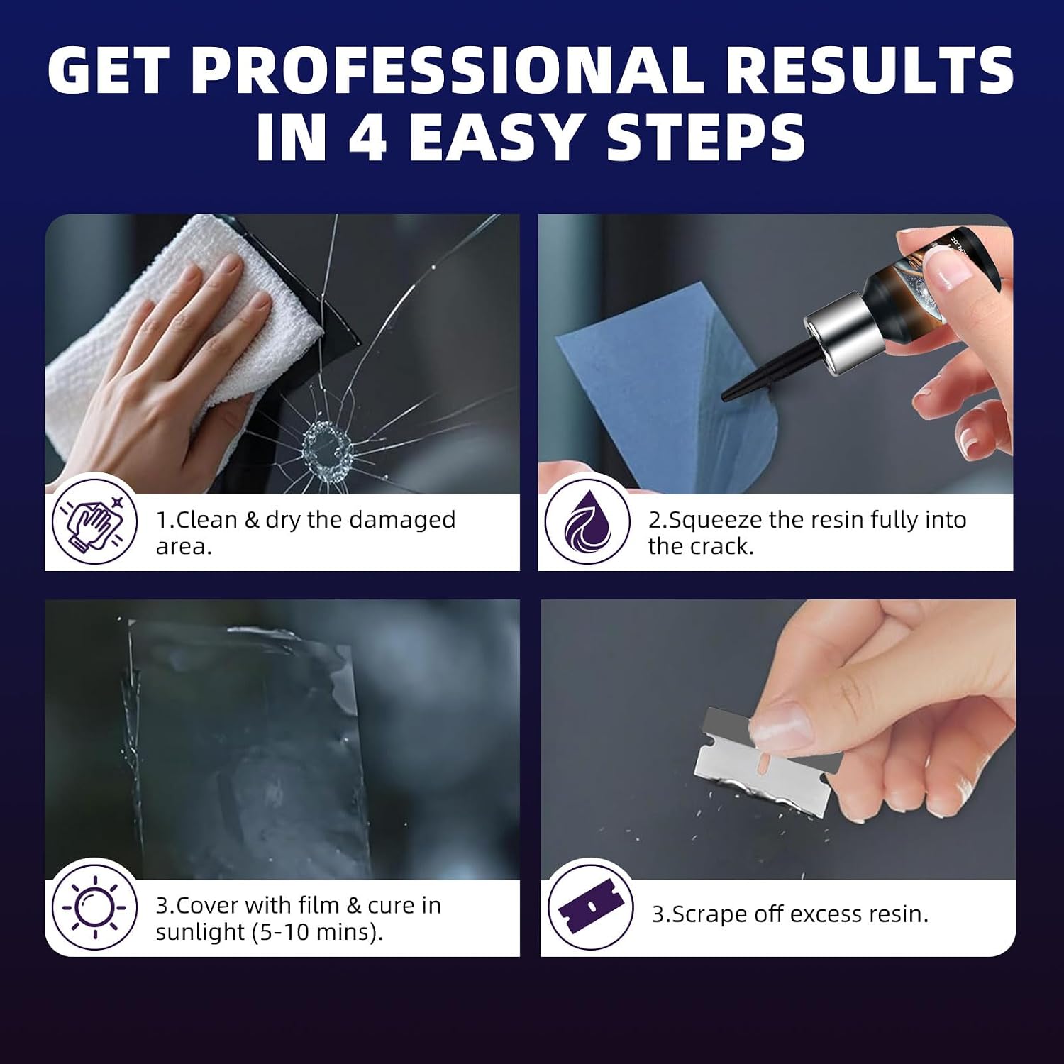 Thumbnail 6 de Jopvxis Windscreen Chip Repair Kit: Professional DIY Glass Crack Fix Tool (Black)