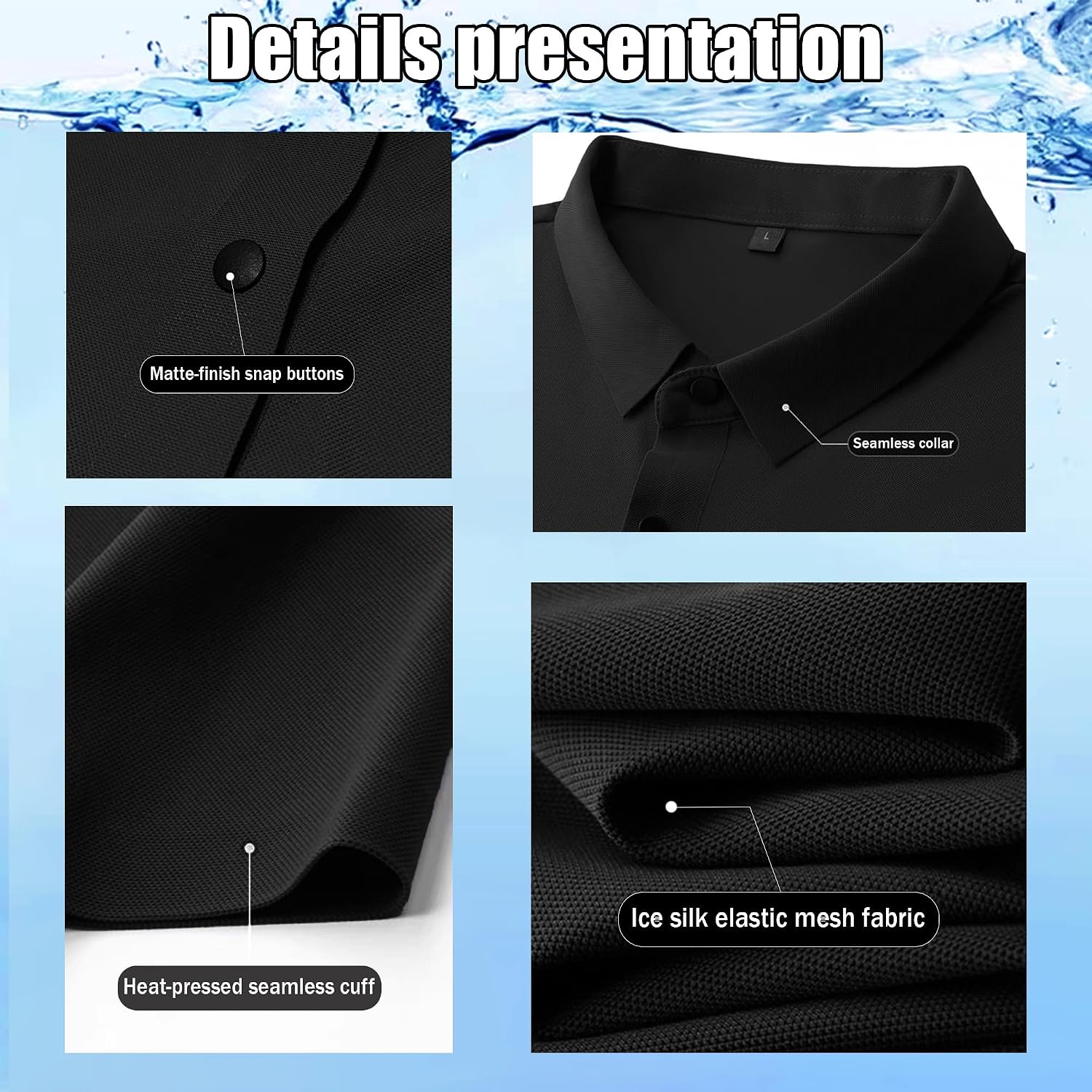 Thumbnail 6 de BKMBKM Men's Polo Shirt, Quick-Dry Moisture-Wicking Slim Fit