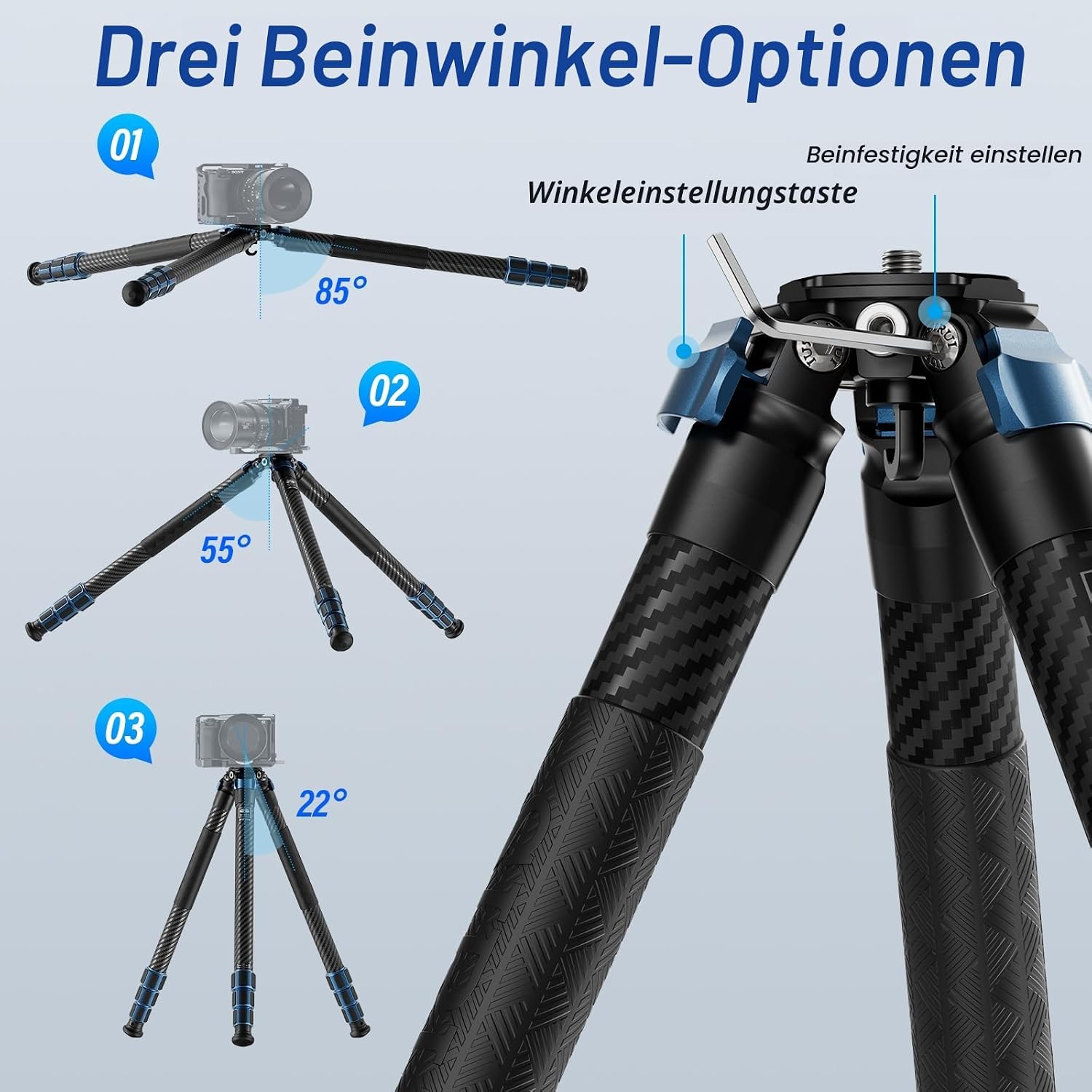 Thumbnail 6 de SIRUI AM-324 Kohlefaser-Kamerastativ & Reisestativ (4 Sektionen) – belastbar bis 19 kg, ohne Mittelsäule